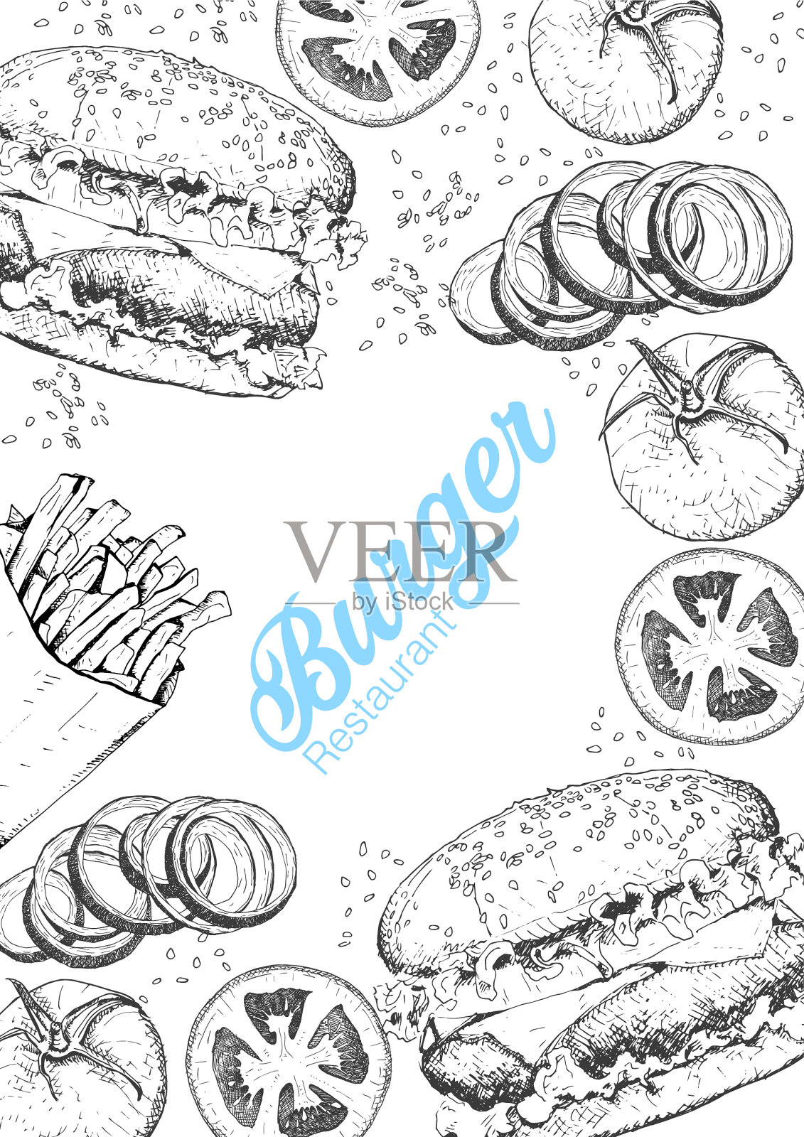 餐厅菜单上的汉堡传单设计模板素材