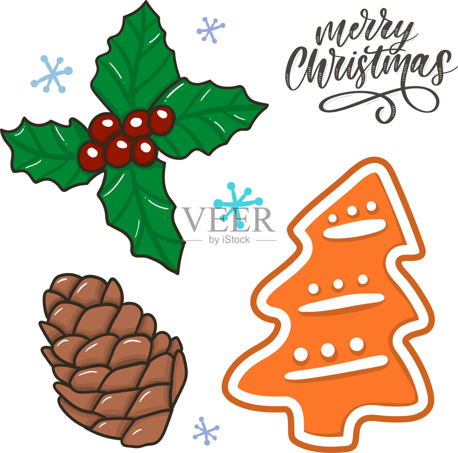 圣诞快乐传统符号涂鸦设计元素图片