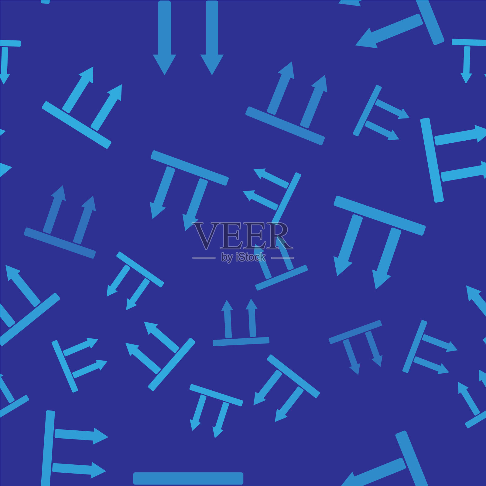 蓝色此面向上的图标隔离无缝图案插画图片素材
