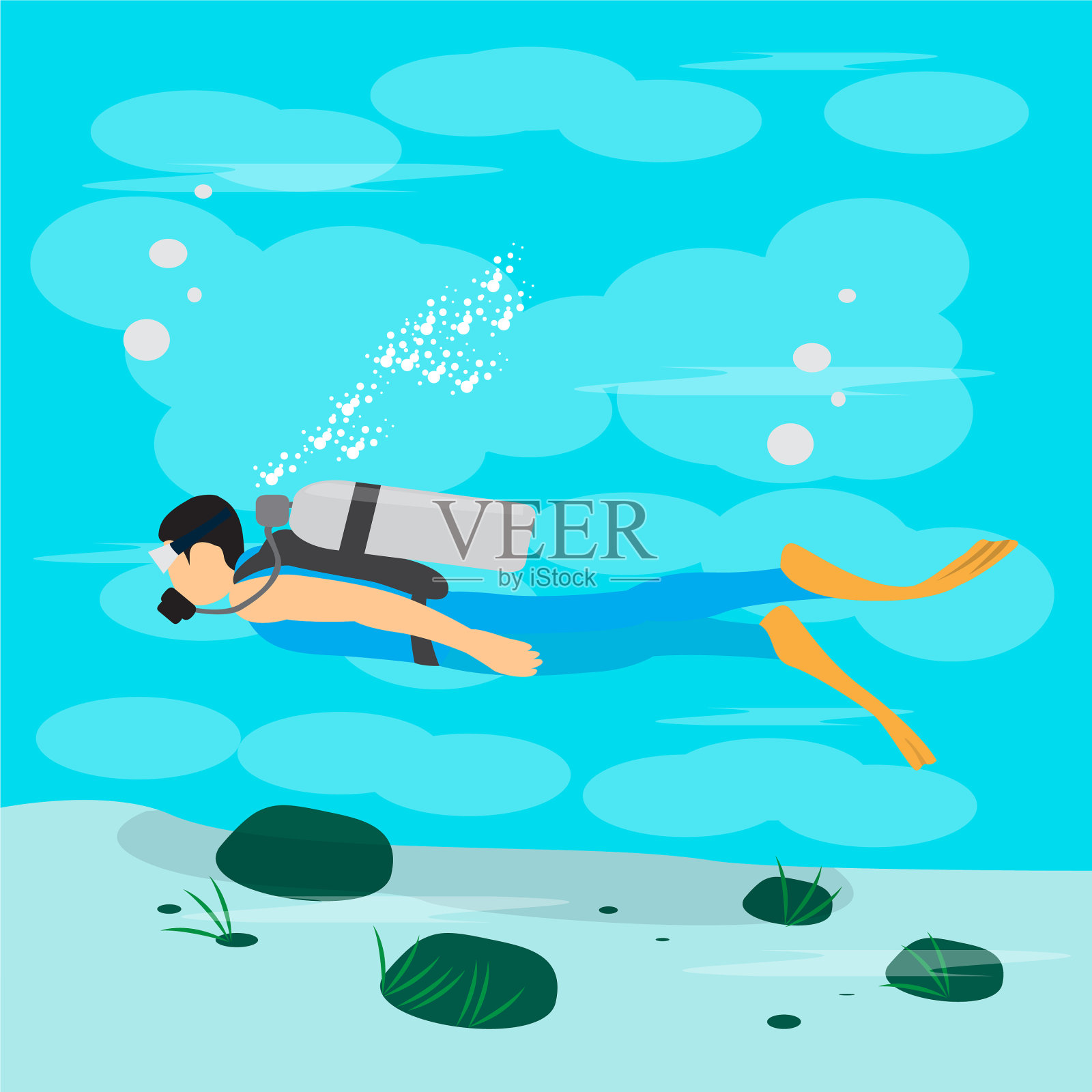水肺潜水插画图片素材