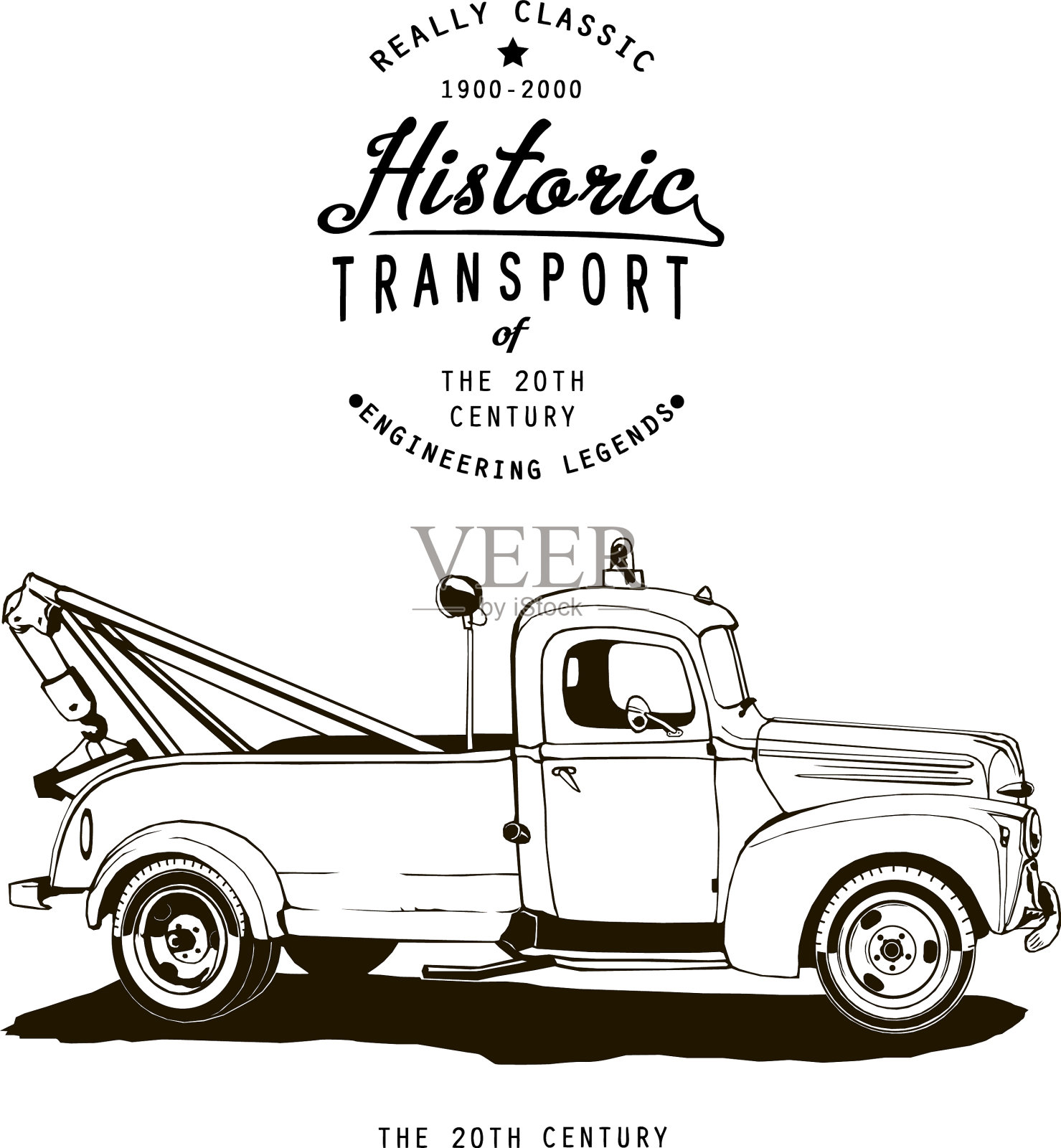 复古拖曳轨道与标志的字母组合插画图片素材