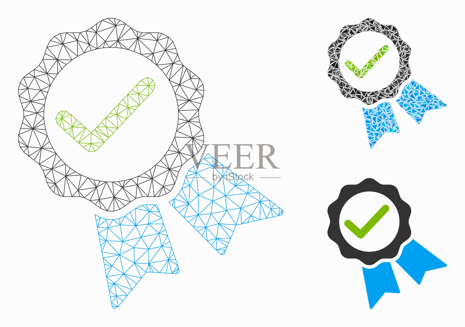 有效的邮票网体模型和三角形插画图片素材