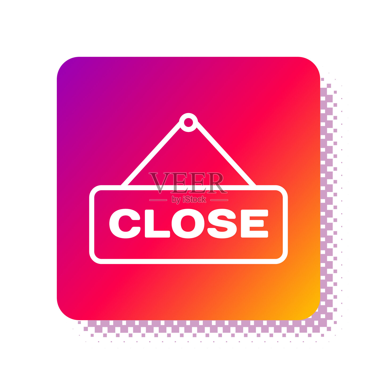 白色悬挂标志与文字关闭图标隔离图标素材