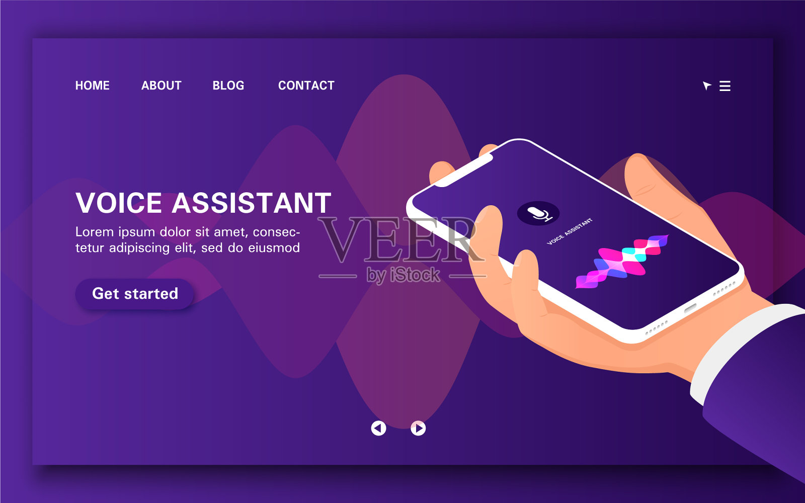 加载智能语音助手页面拉手插画图片素材