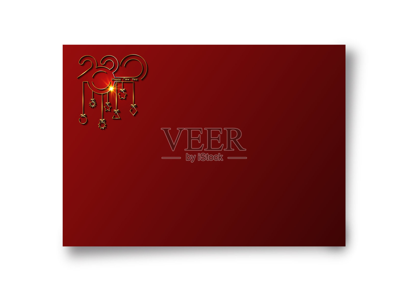 金旗2020年快乐与拷贝空间插画图片素材