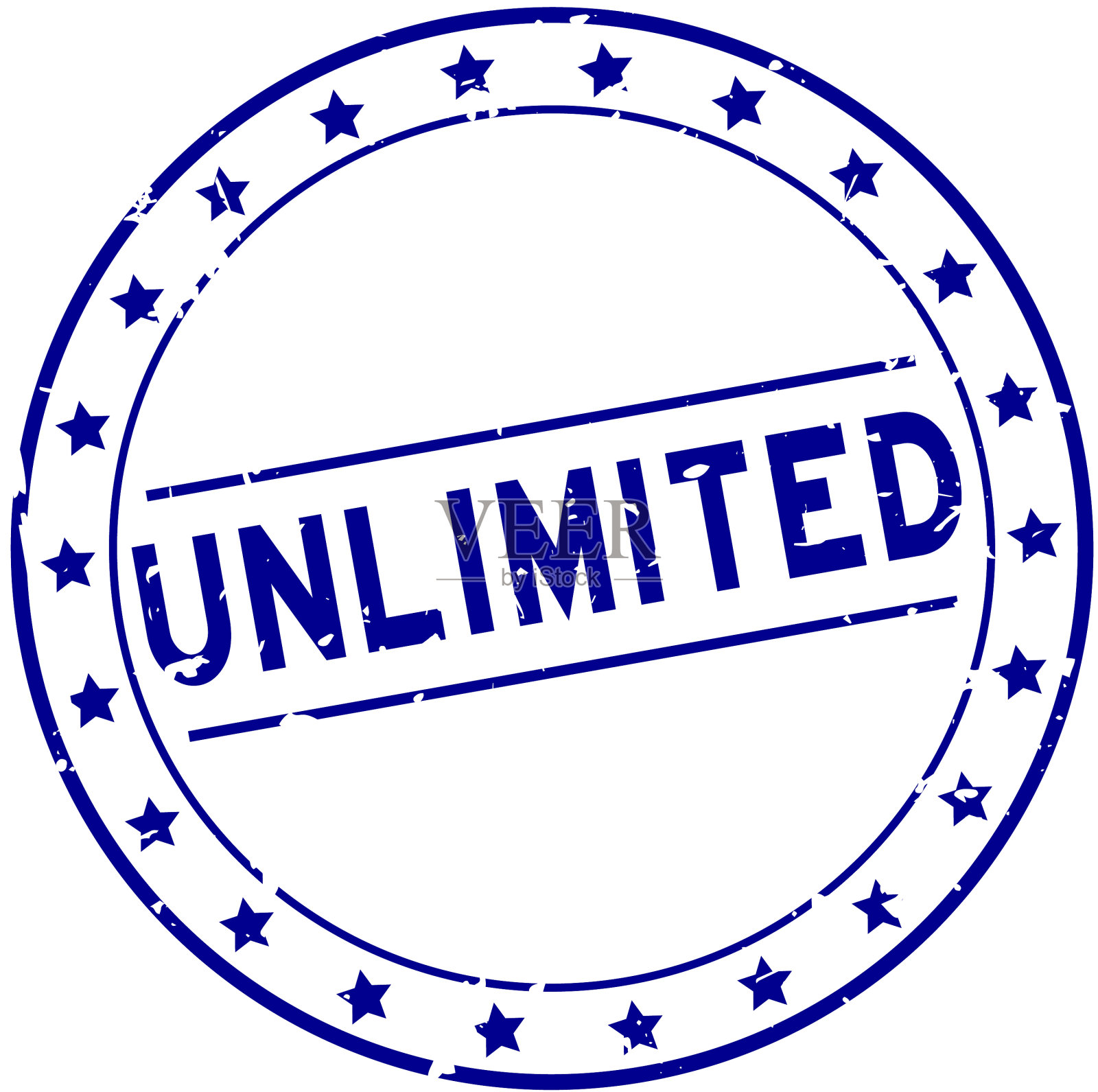 Grunge蓝色无限字与星图标轮插画图片素材