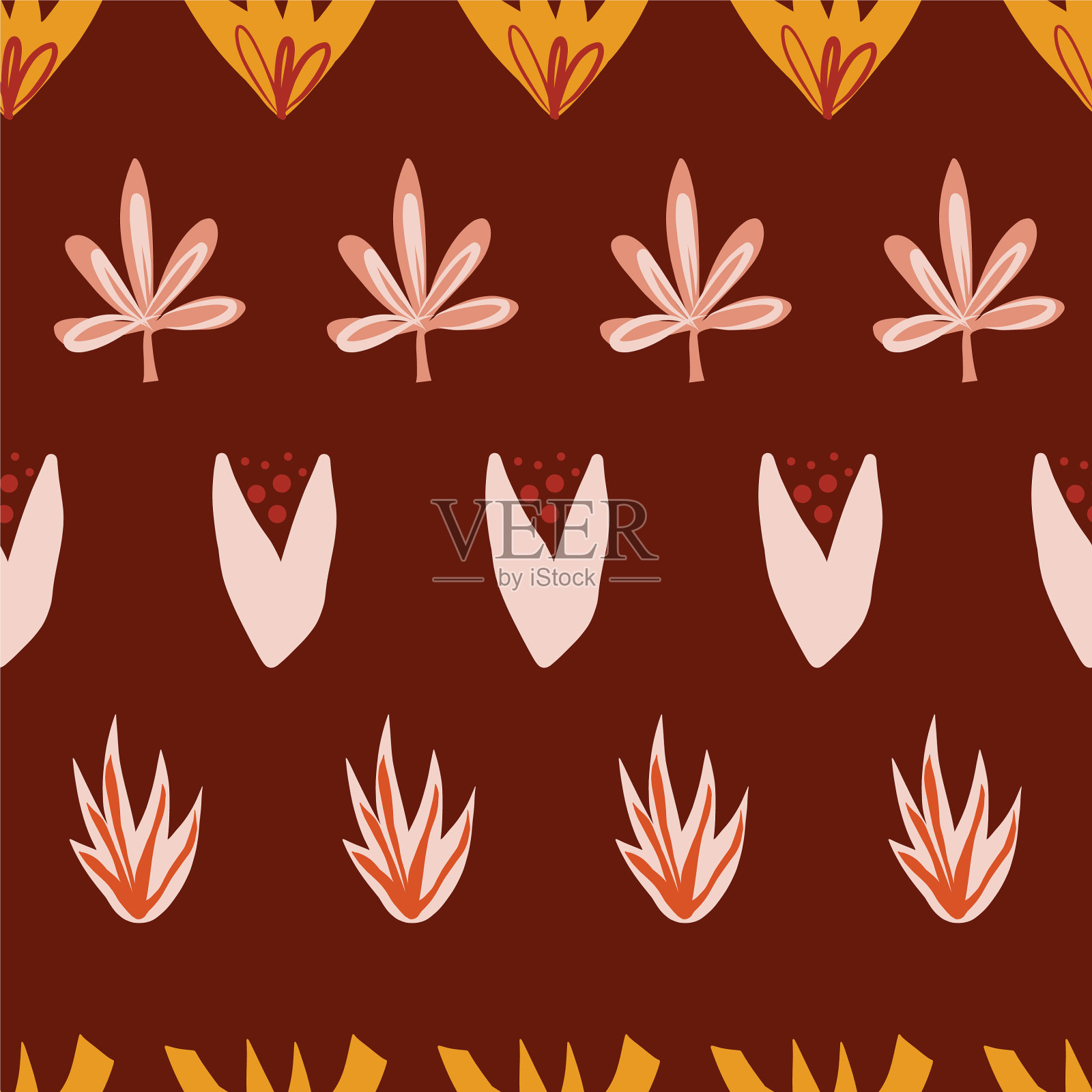 抽象风格化的秋叶无缝衔接插画图片素材