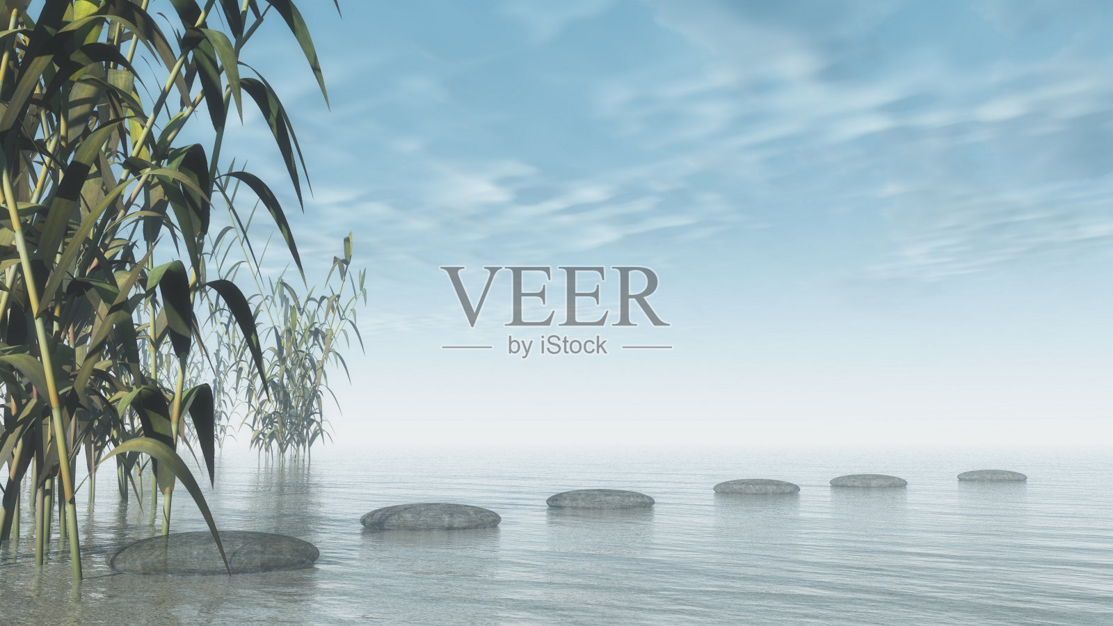 绿色自然鹅卵石- 3D渲染照片摄影图片