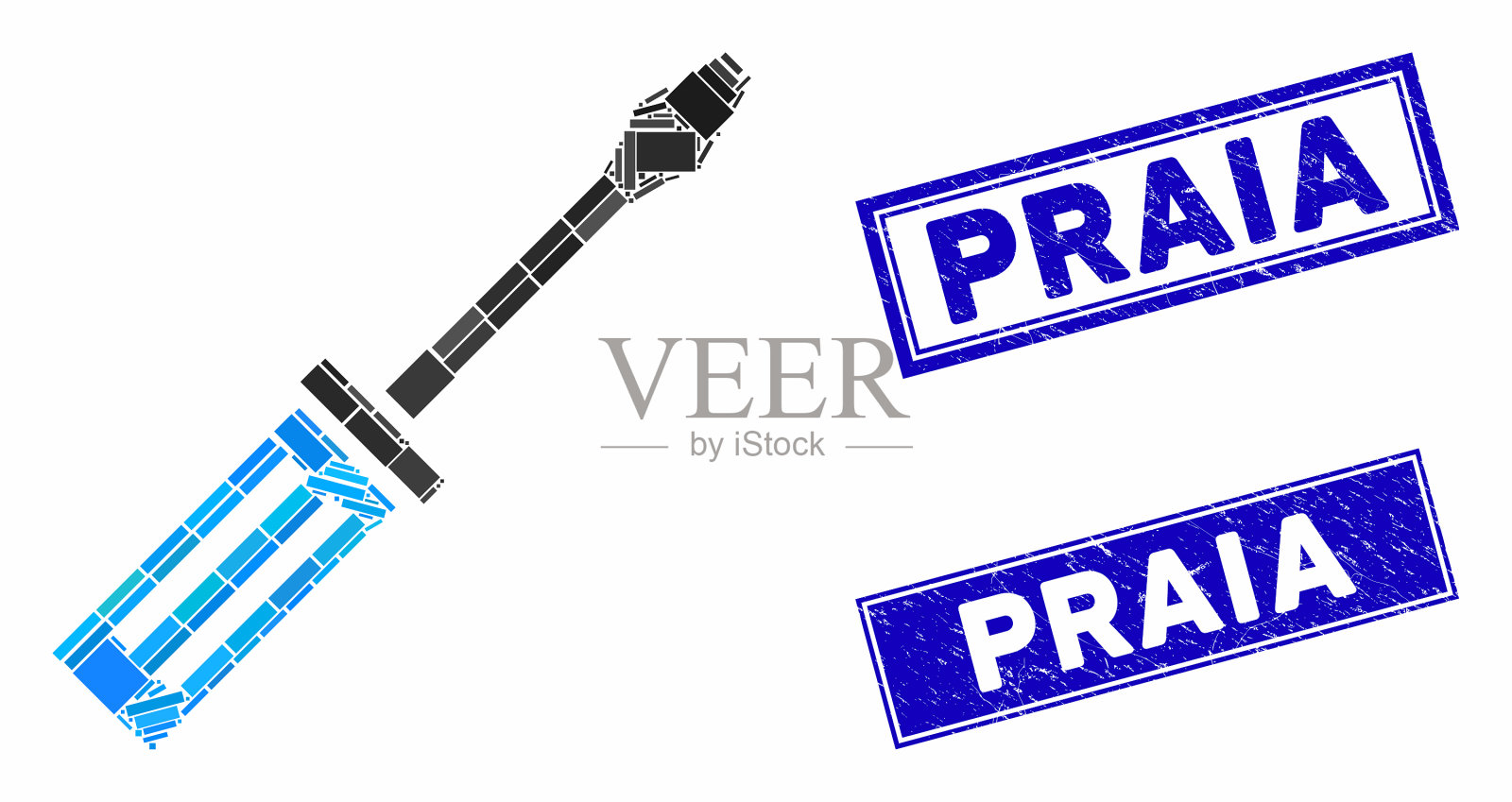 螺丝刀马赛克和刮花矩形普拉亚插画图片素材