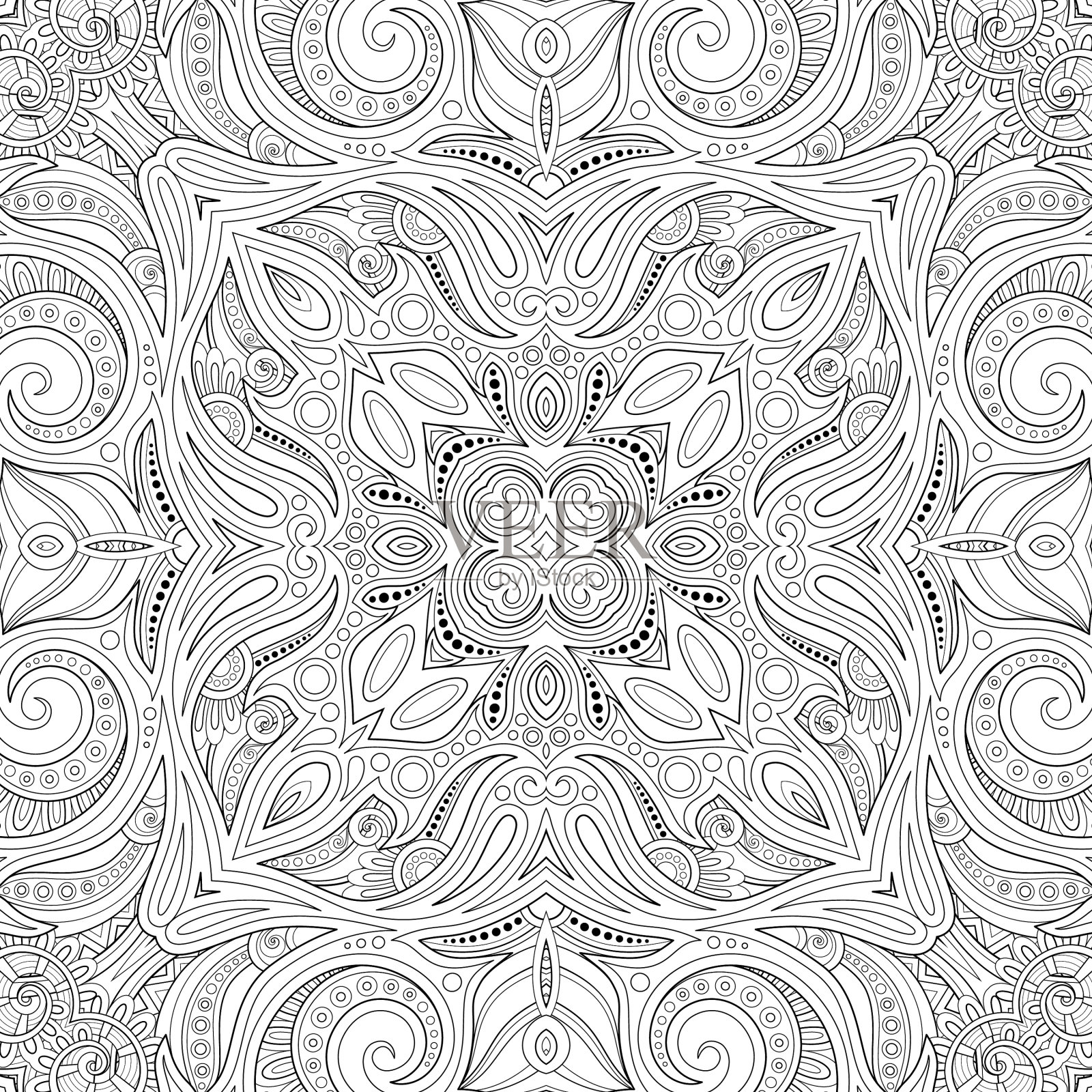 单色无缝图案与马赛克图案插画图片素材