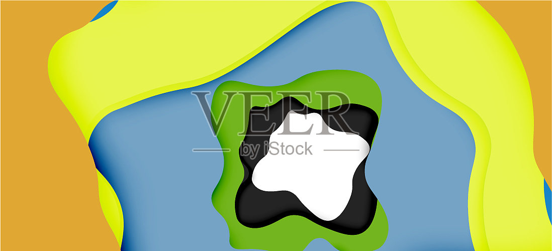 抽象几何图案三维纸层切割插画图片素材