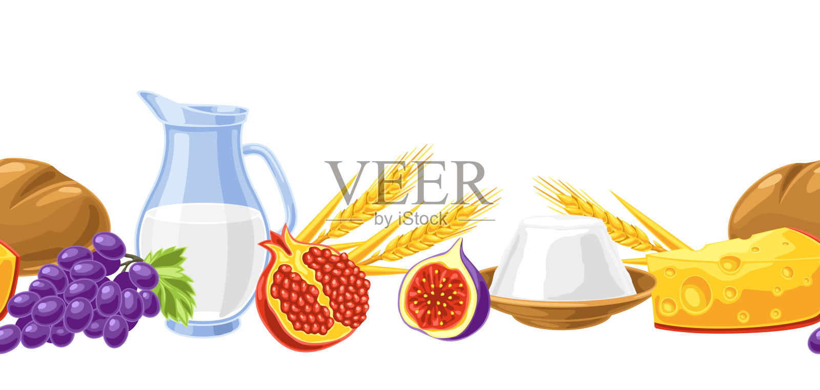 七七快乐无缝图案。节日背景与犹太传统符号。插画图片素材