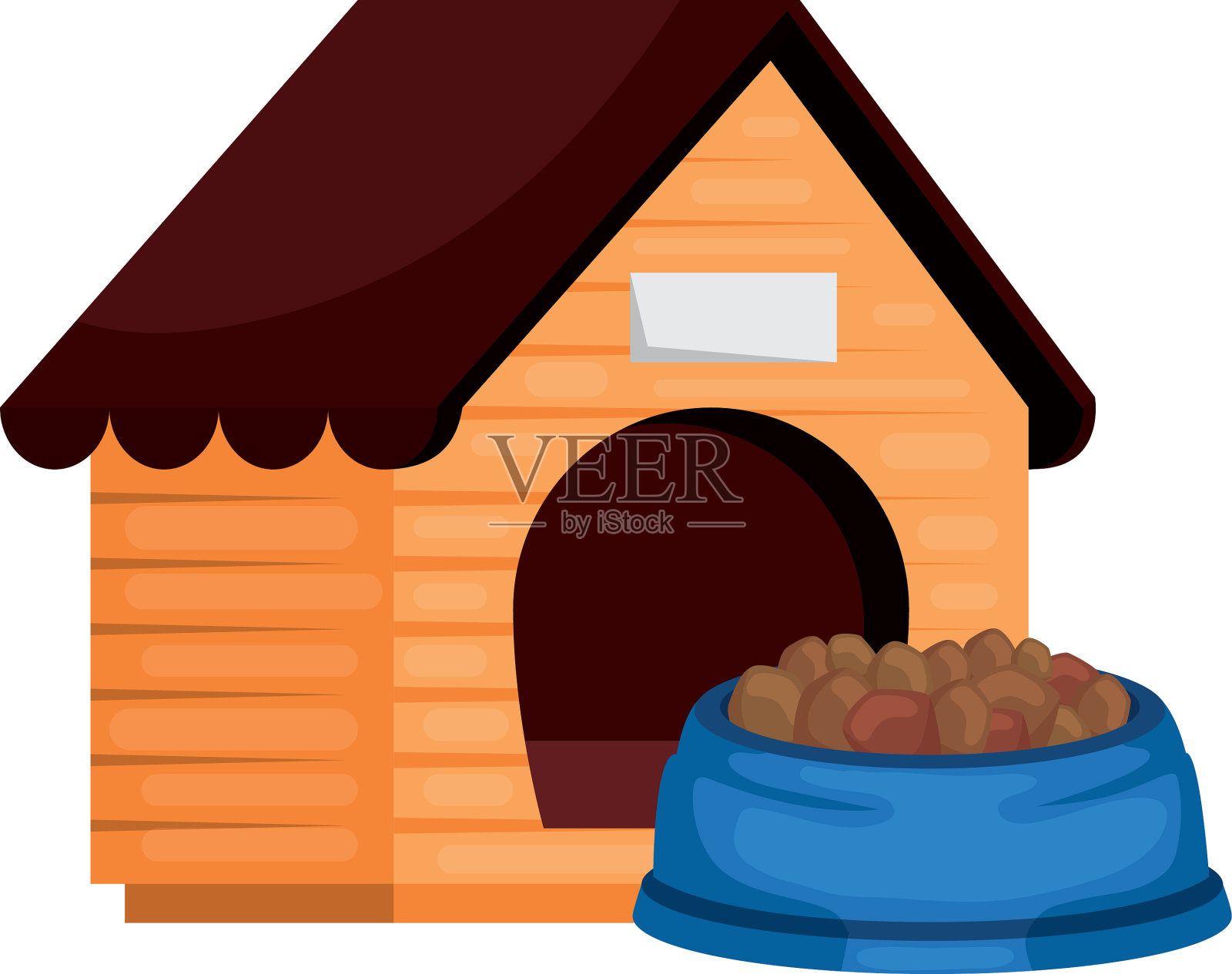 木制狗屋与食用动物设计元素图片