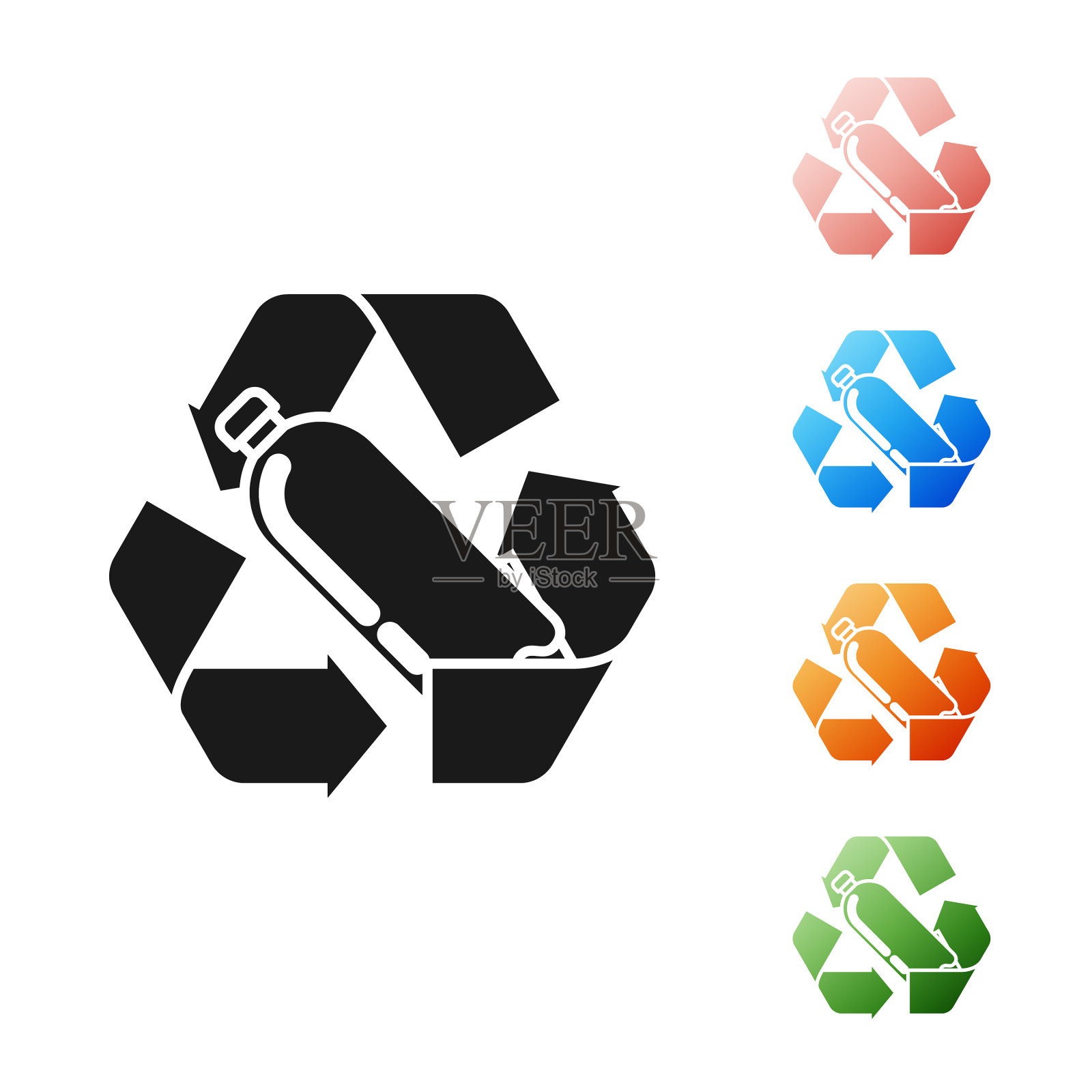 黑色回收塑料瓶图标孤立上图标素材