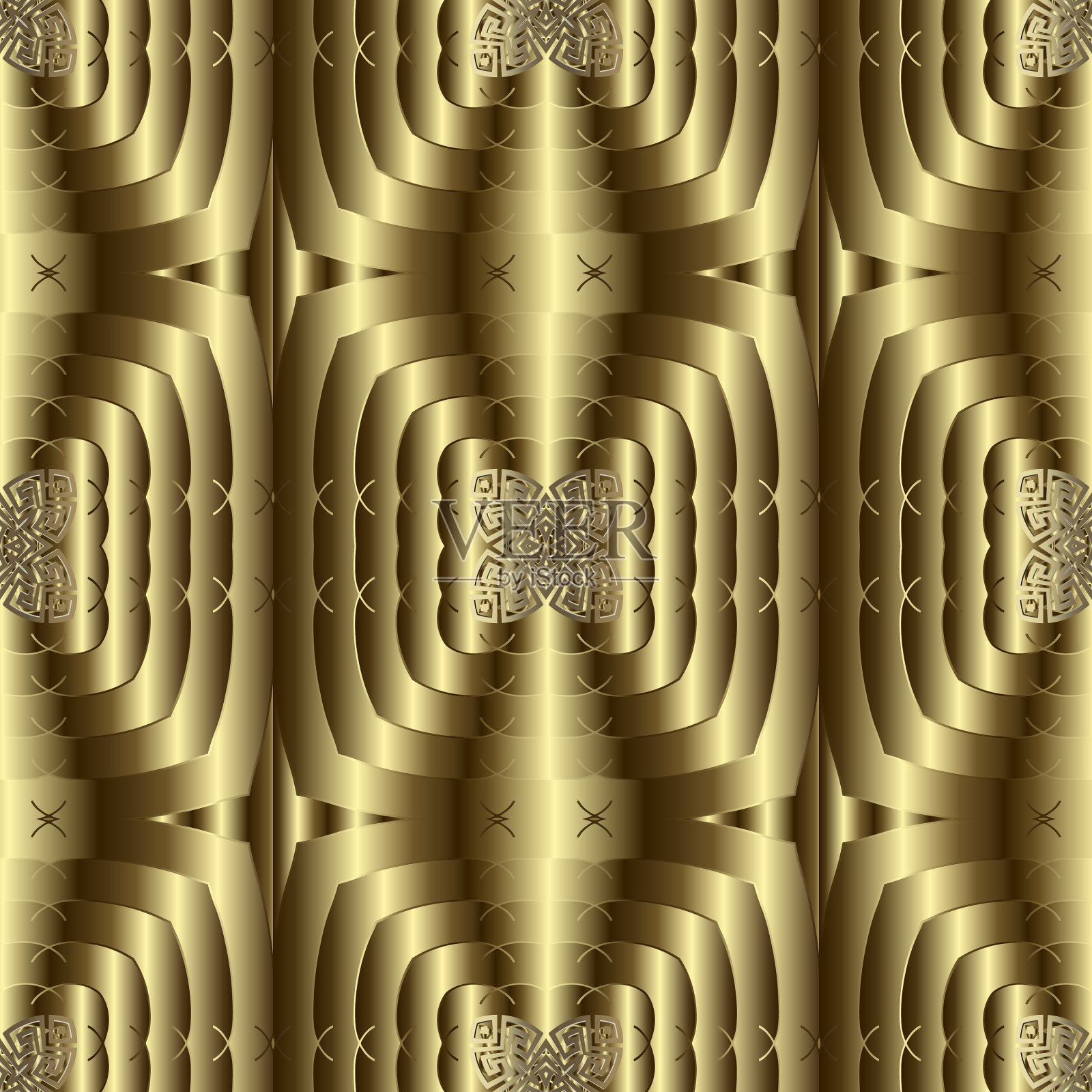黄金纹理三维希腊无缝图案插画图片素材
