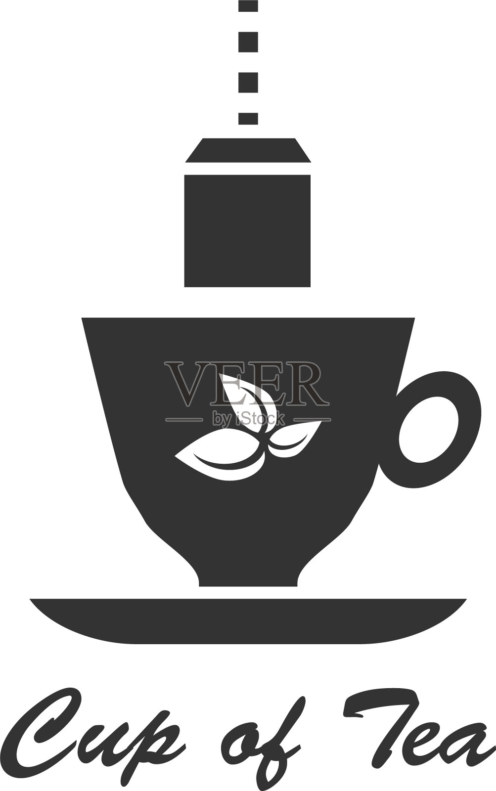 杯茶的图标黑白孤立插画图片素材