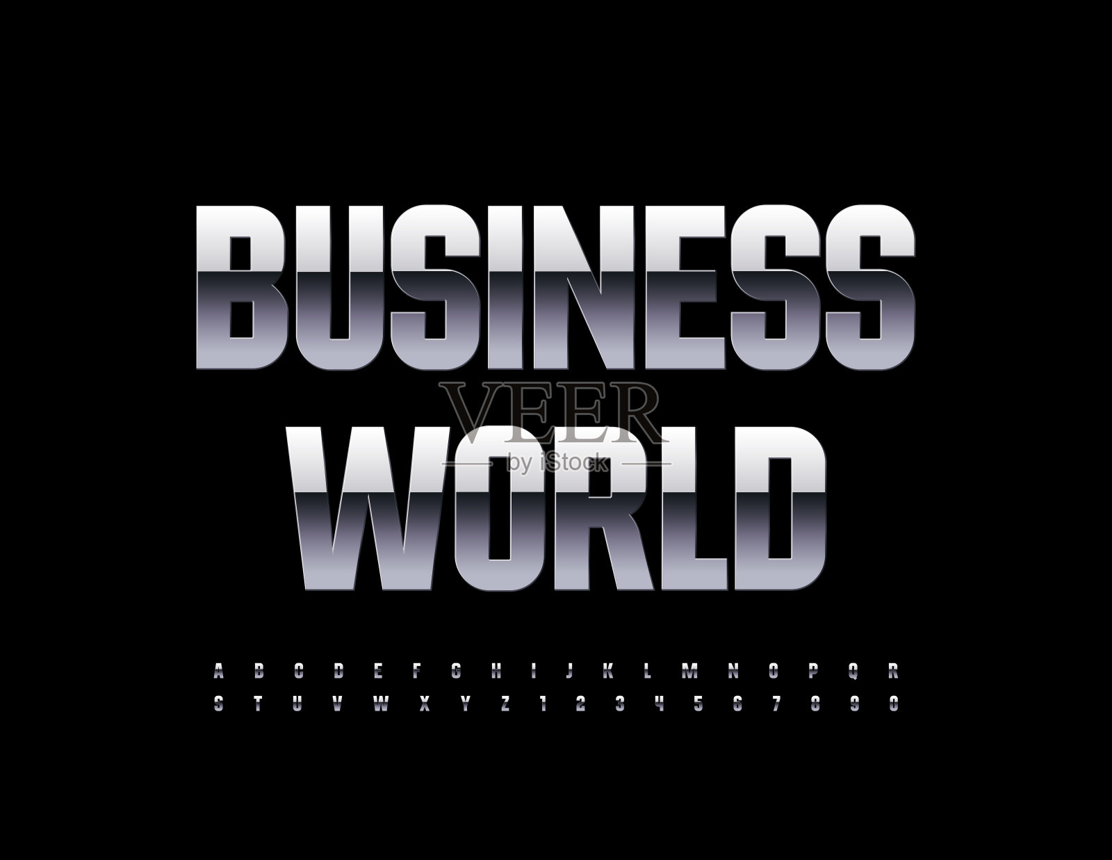 向量现代标志商业标志与金属闪亮的字母和数字集插画图片素材