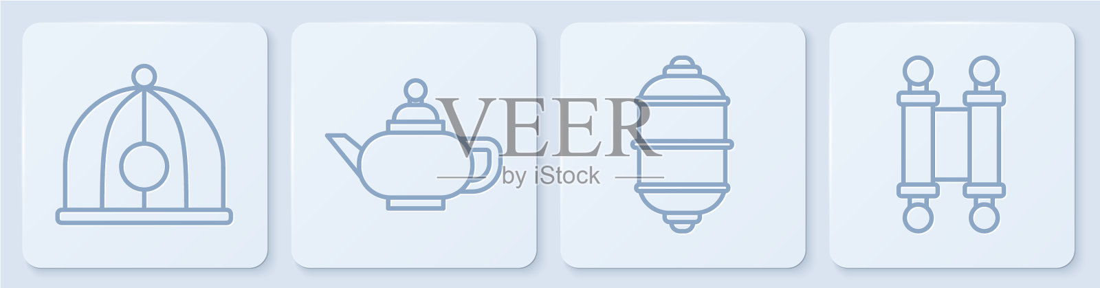 设线中国帽子中国纸灯笼图标素材