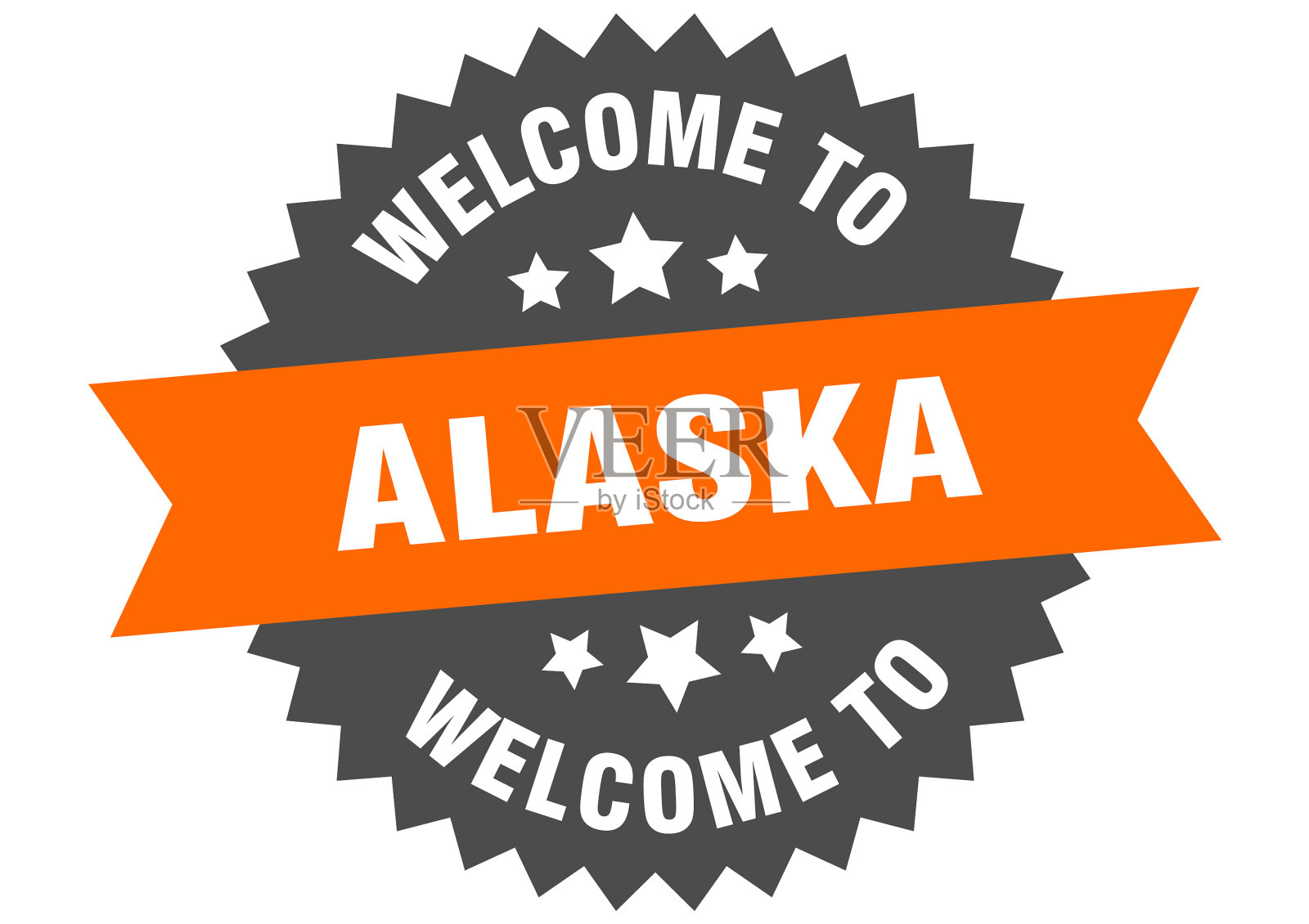 阿拉斯加标志欢迎来到阿拉斯加橙色贴纸插画图片素材