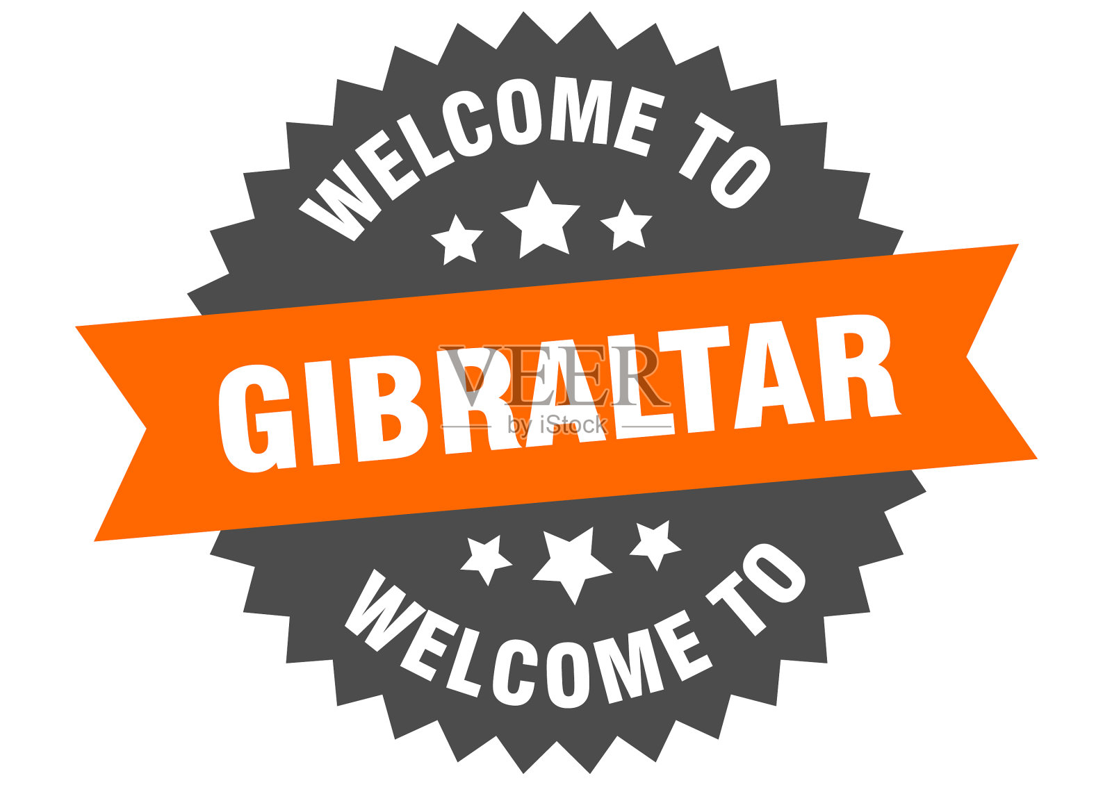 直布罗陀标志欢迎来到直布罗陀橙色贴纸插画图片素材
