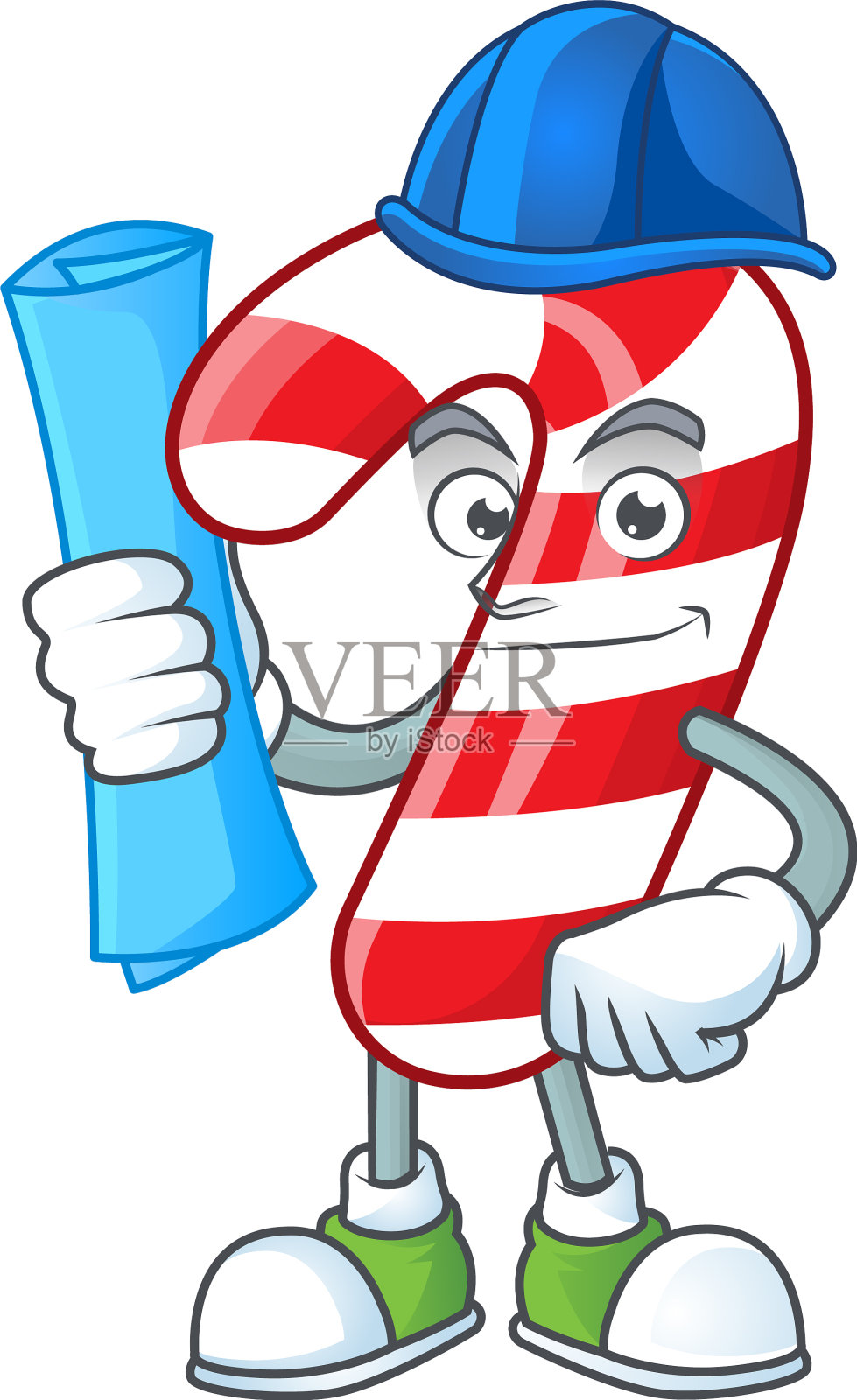 快乐的建筑师圣诞糖果拐杖卡通插画图片素材