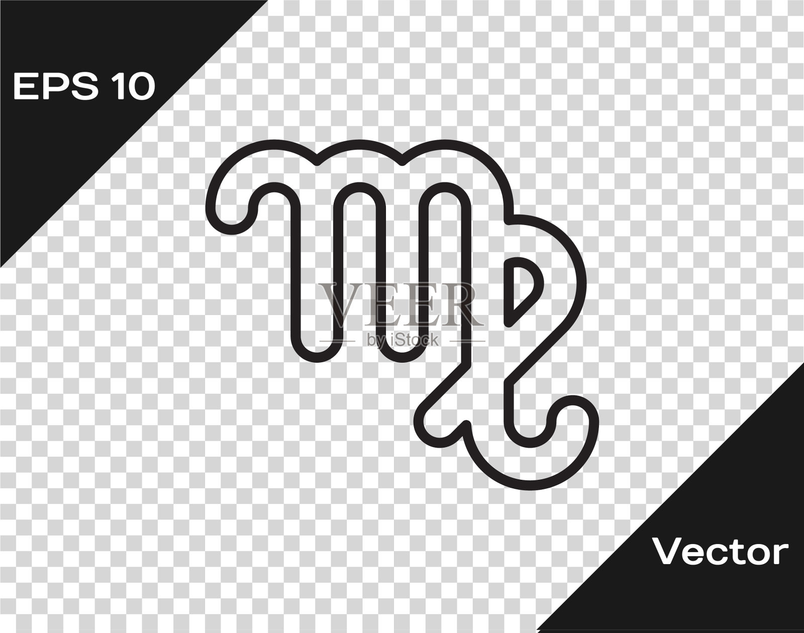 黑线处女座星座图标孤立上插画图片素材