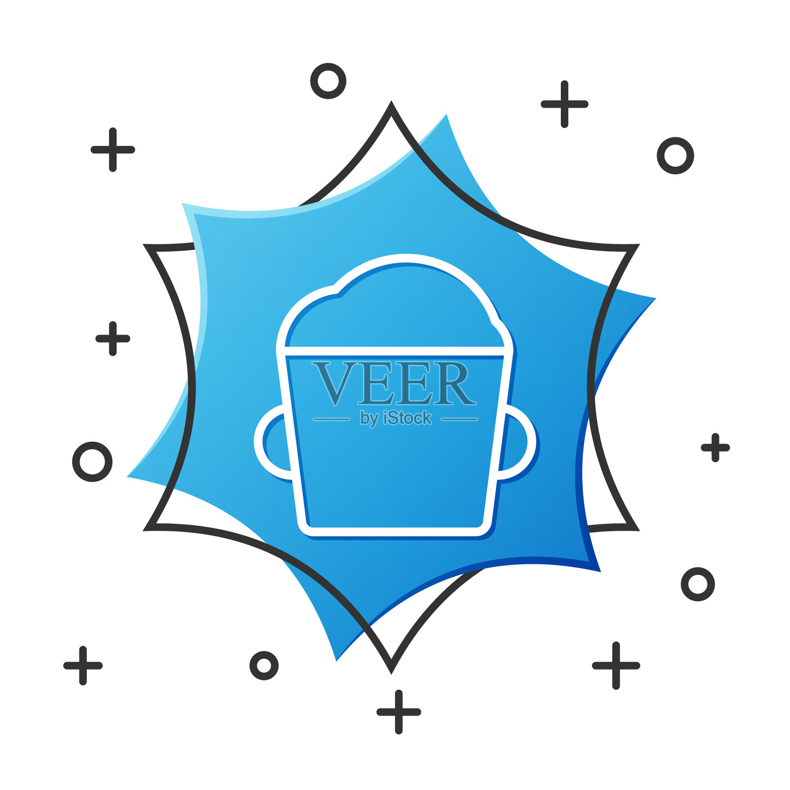 白线烘焙碗上孤立的面团图标图标素材