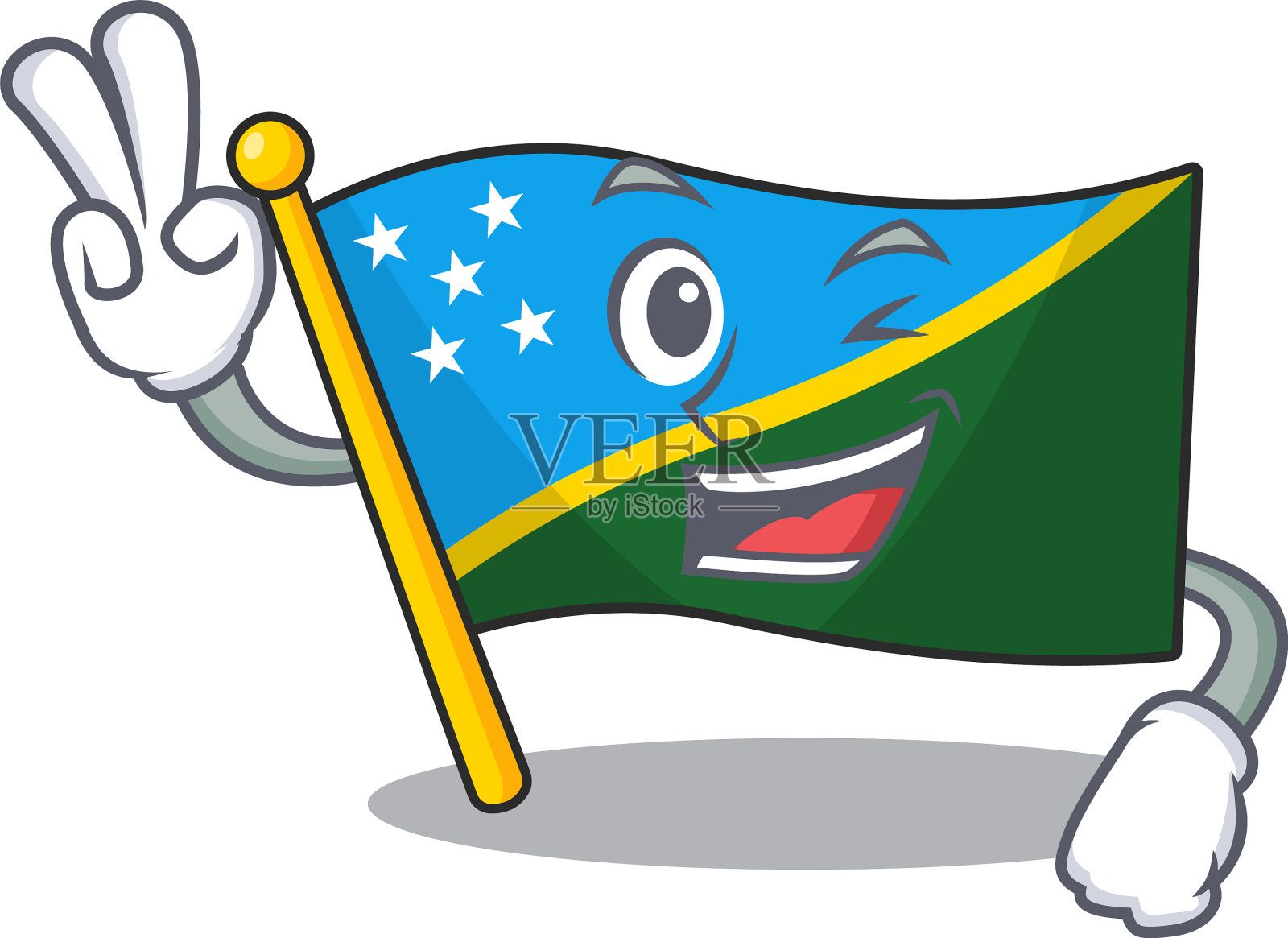 有趣的旗帜所罗门岛卷轴卡通人物插画图片素材