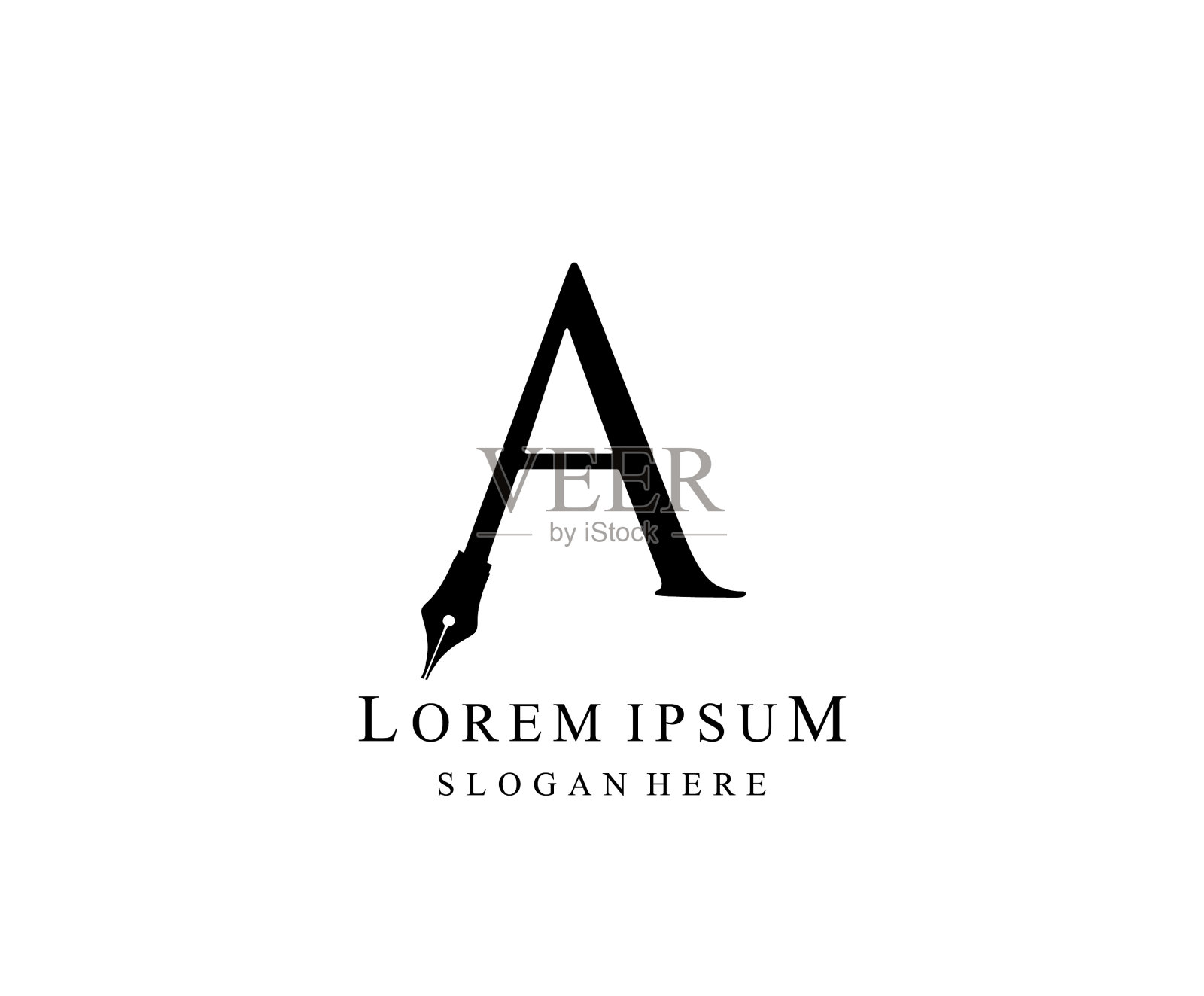 作者简单的笔一个字母复古的标志设计插画图片素材