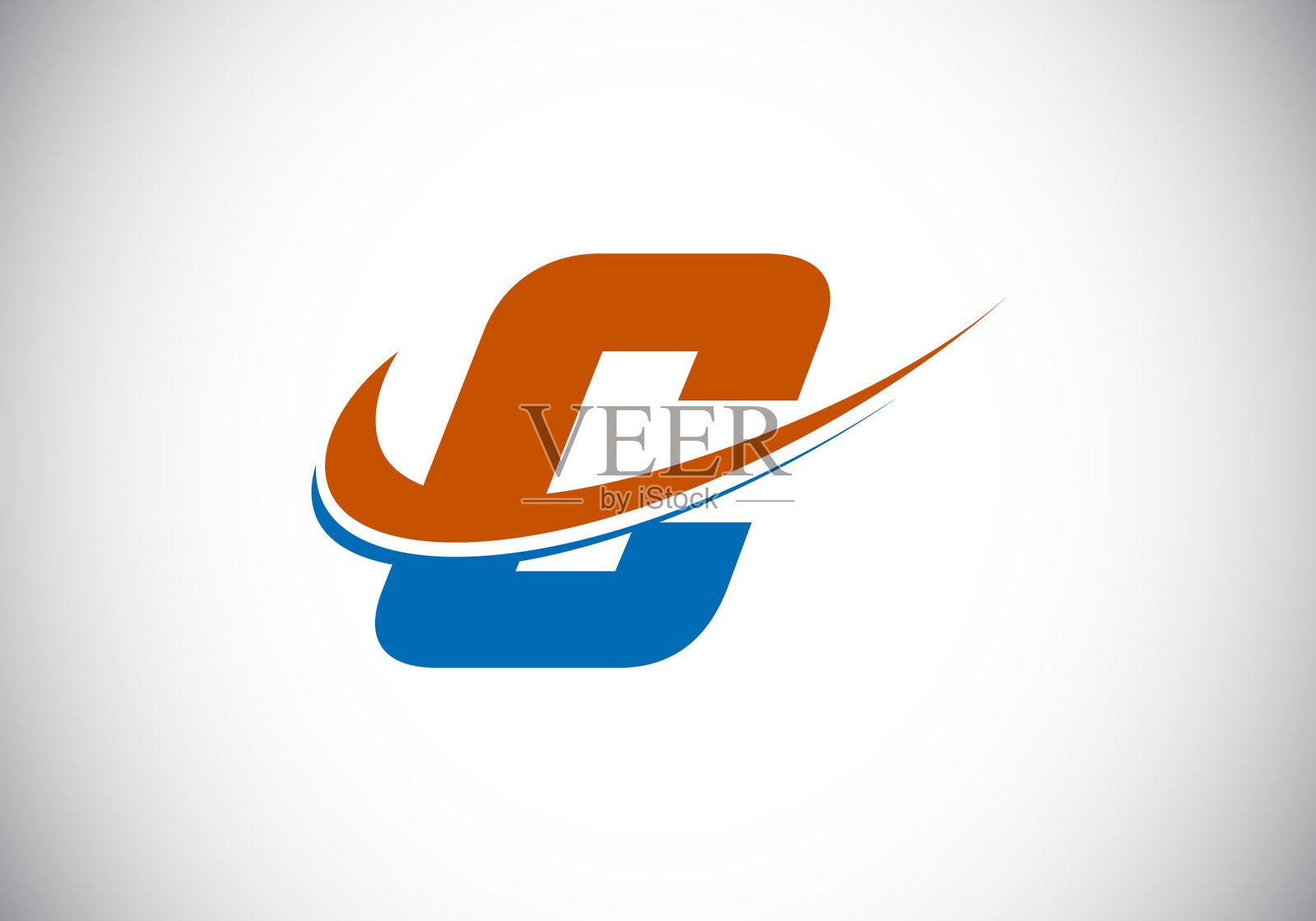 首字母c与旋涡红色和蓝色的标志插画图片素材