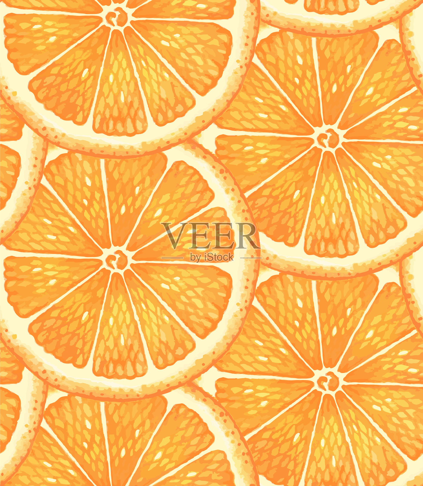 模式与柑橘。水彩橙色。适用于窗帘、墙纸、织物、包装纸等。插画图片素材