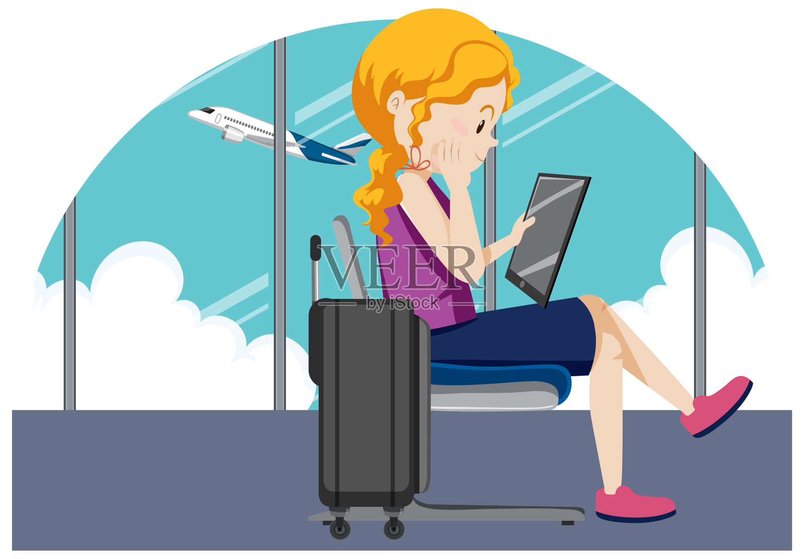 旅游女人的简单性格插画图片素材