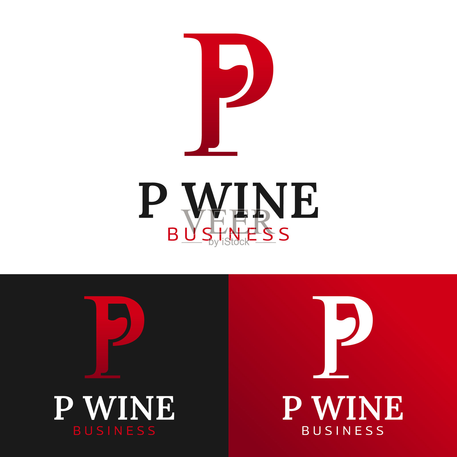 字母初始P酒杯标志设计模板插画图片素材