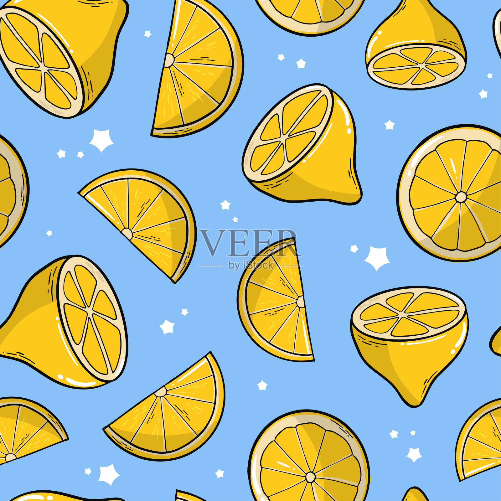 柠檬无缝模式插画图片素材