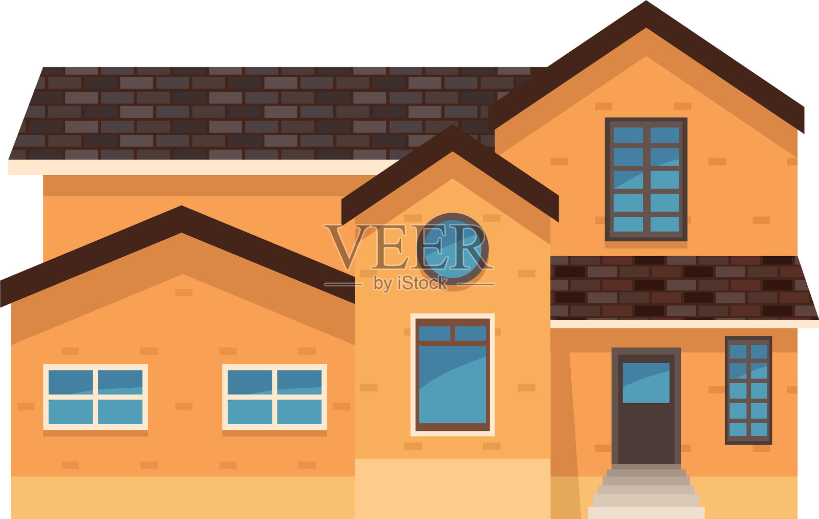 房子前面橙色设计元素图片