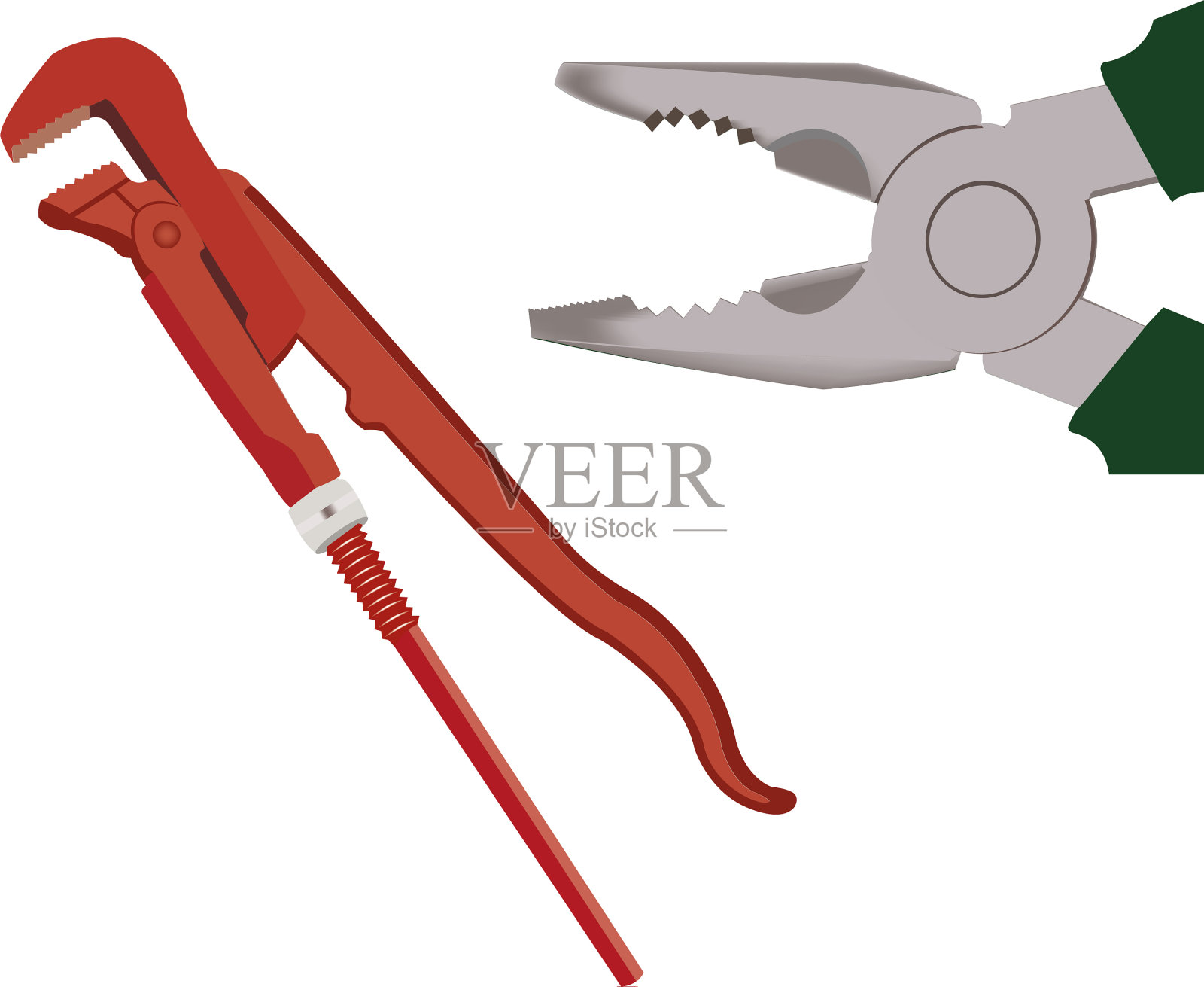 特写硬件钳口和管钳设计元素图片