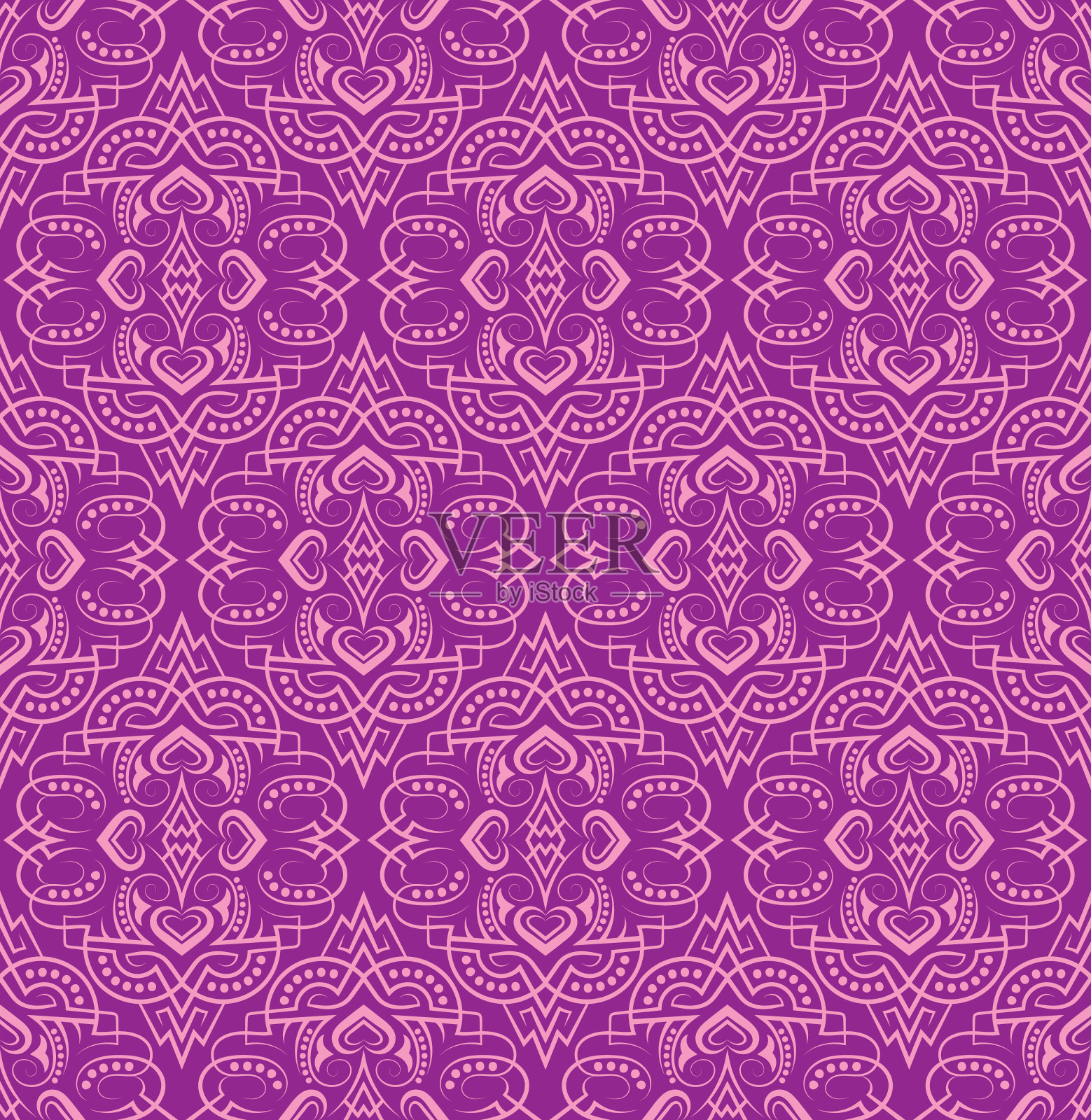 古董无缝模式。对称双色装饰墙纸。向量重复点缀。插画图片素材