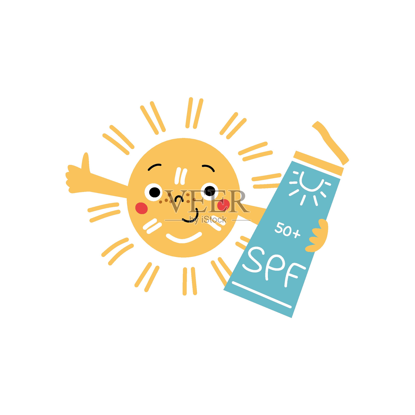 儿童防晒和防紫外线的概念。插画图片素材