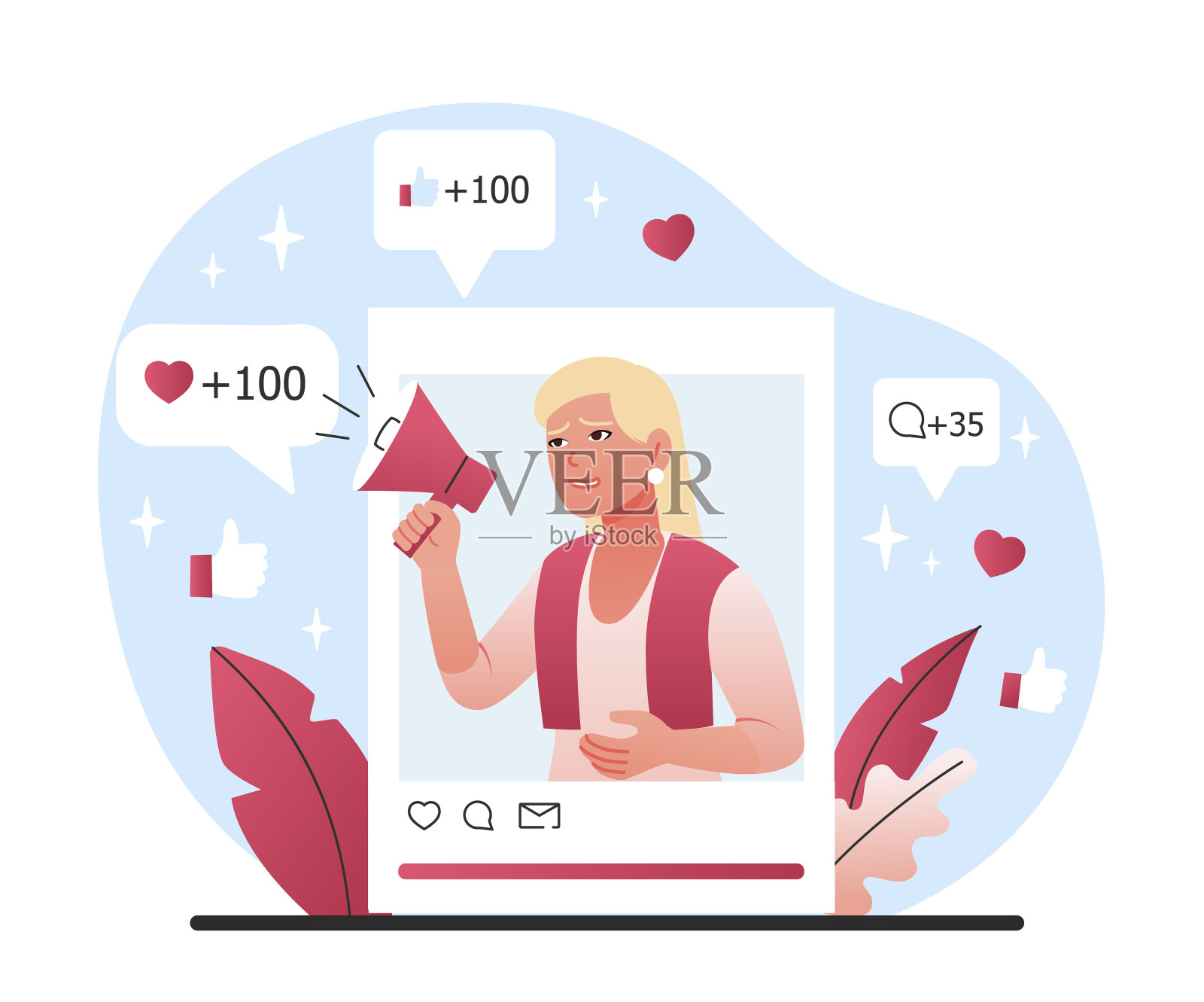 社交媒体上的影响者设计模板素材