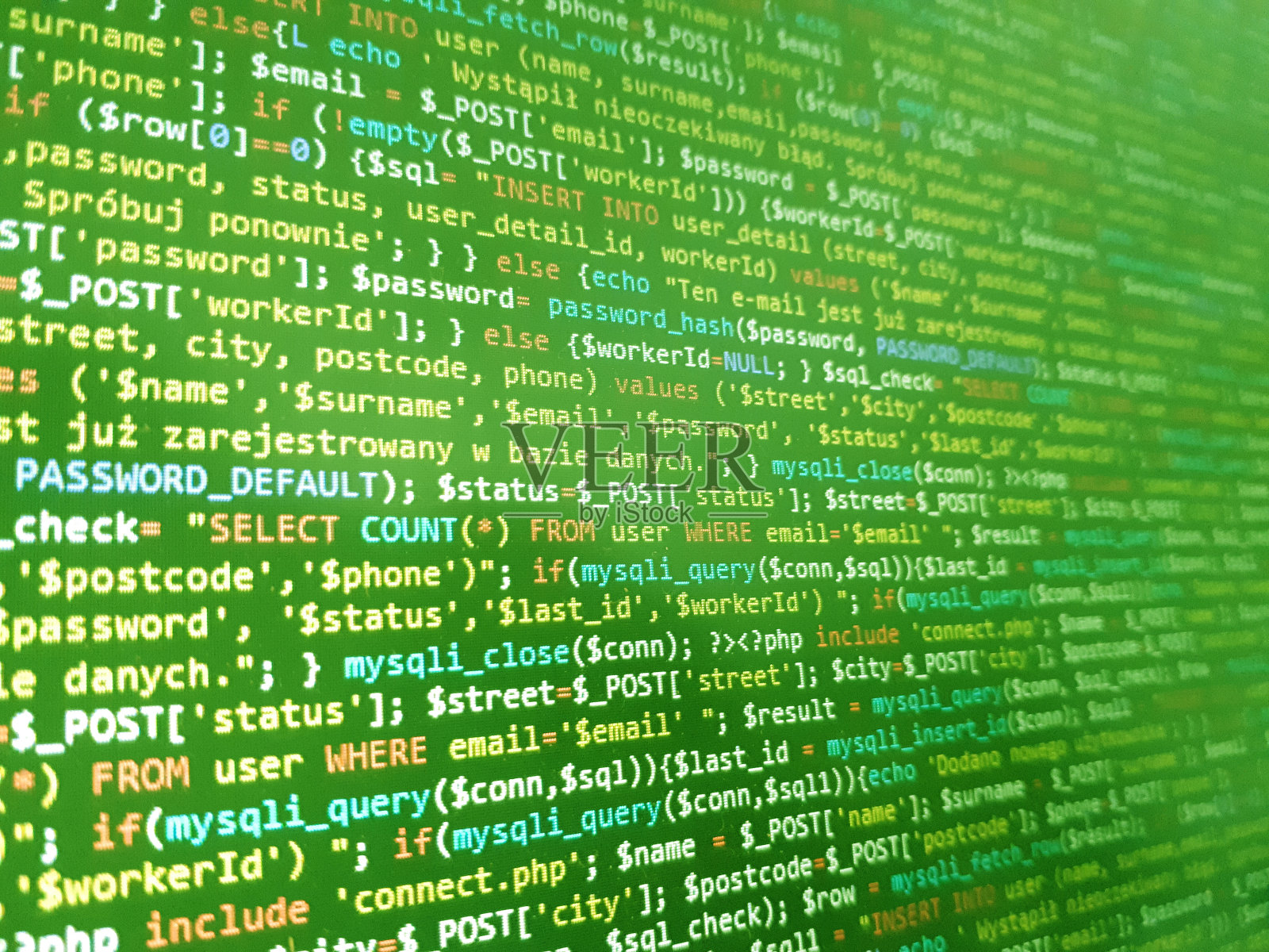 编码屏幕编程源码。抽象的技术背景。网络攻击或安全概念。黑客监控程序。软件开发照片摄影图片