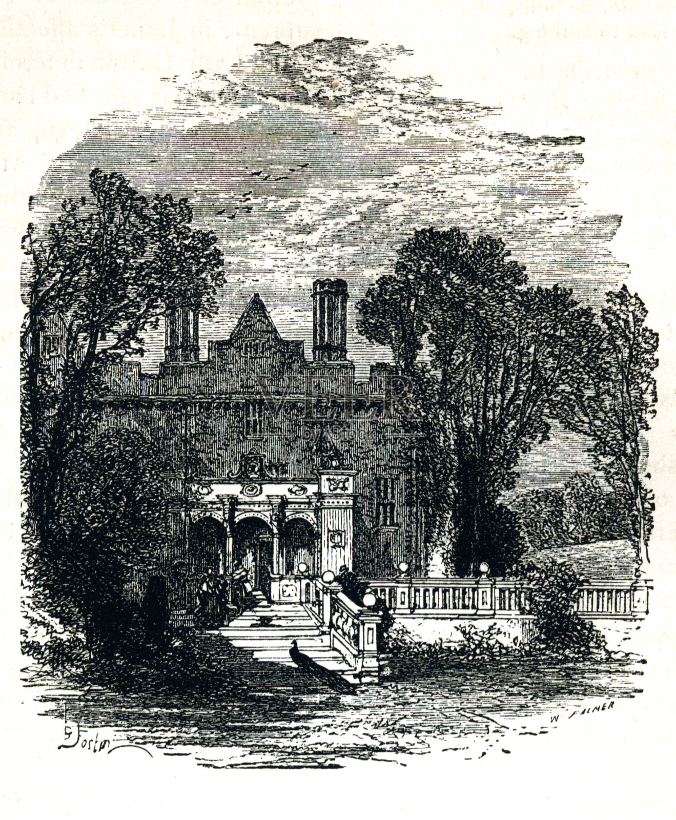 Stoke Pogis Poges House，白金汉郡，英格兰插画图片素材