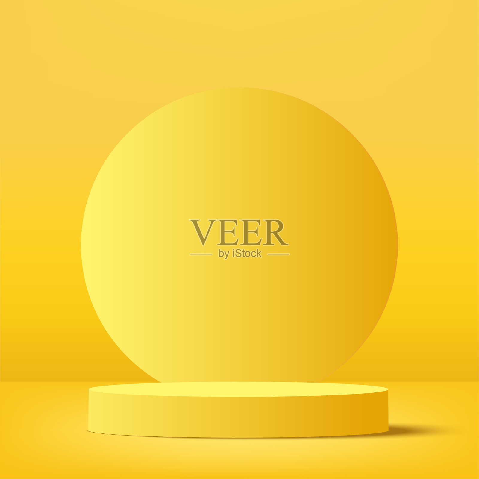 具有几何形式的抽象最小场景。黄色讲台，黄色背景，用于产品介绍。向量插画图片素材