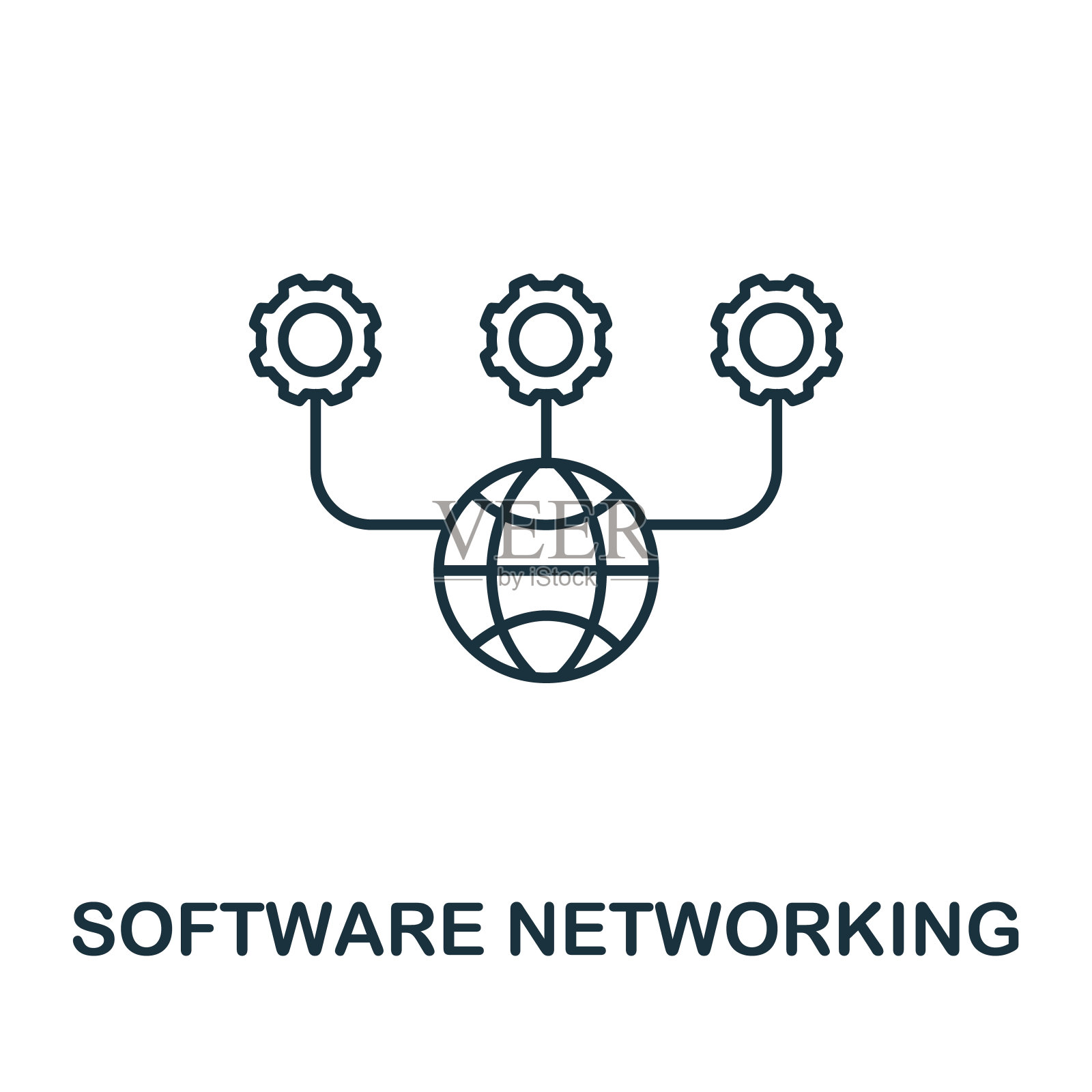 软件联网图标从物联网收集。简单的线软件网络图标模板，网页设计和信息图插画图片素材