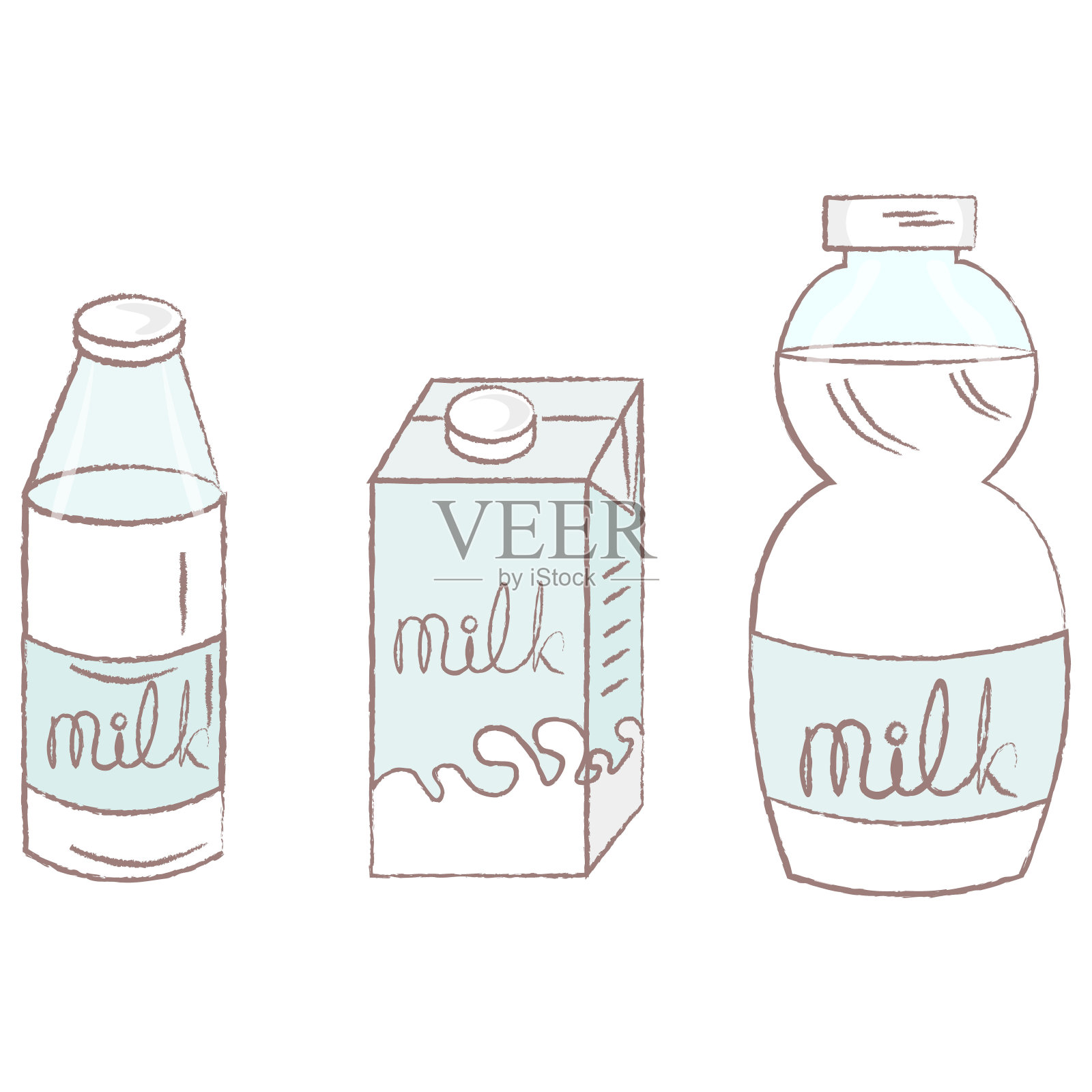 奶瓶和玻璃瓶插画图片素材
