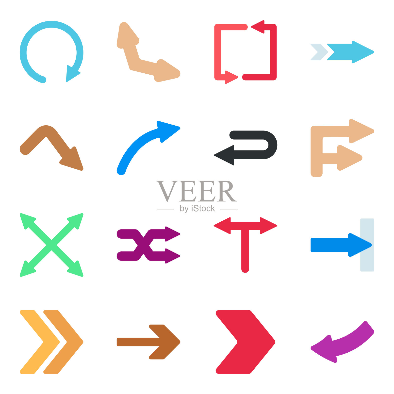 包指向箭头平面图标设计元素图片