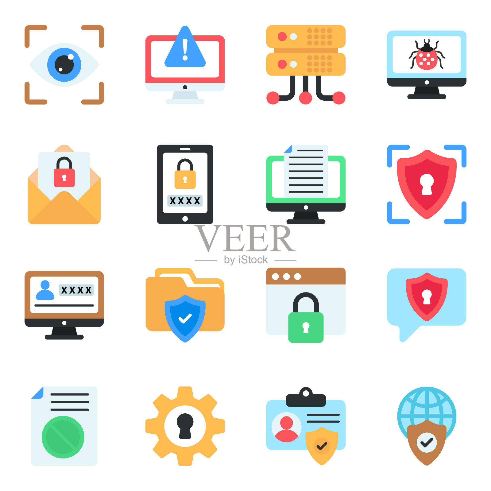 安全平面图标包图标素材