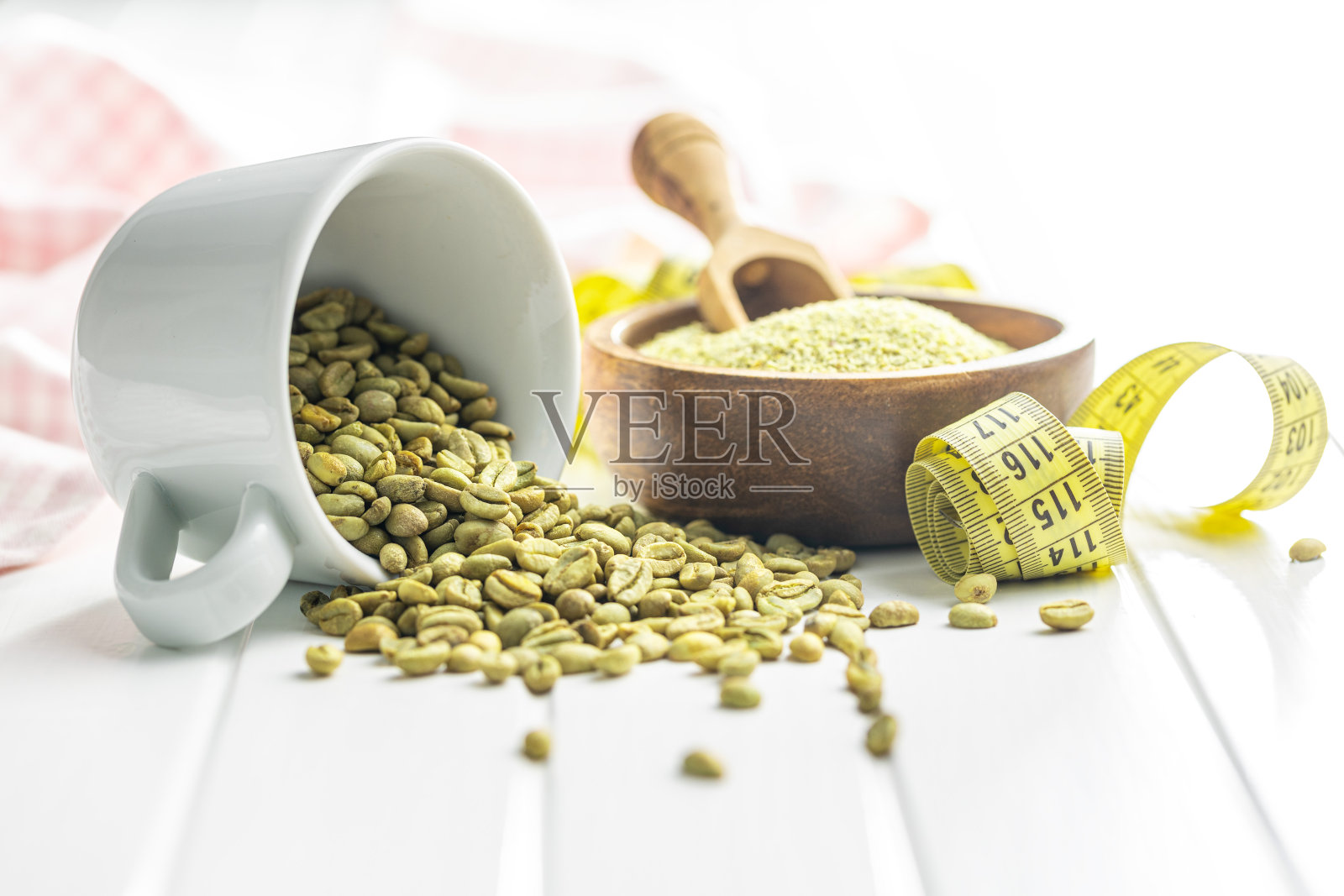 未烘焙的生咖啡豆。照片摄影图片