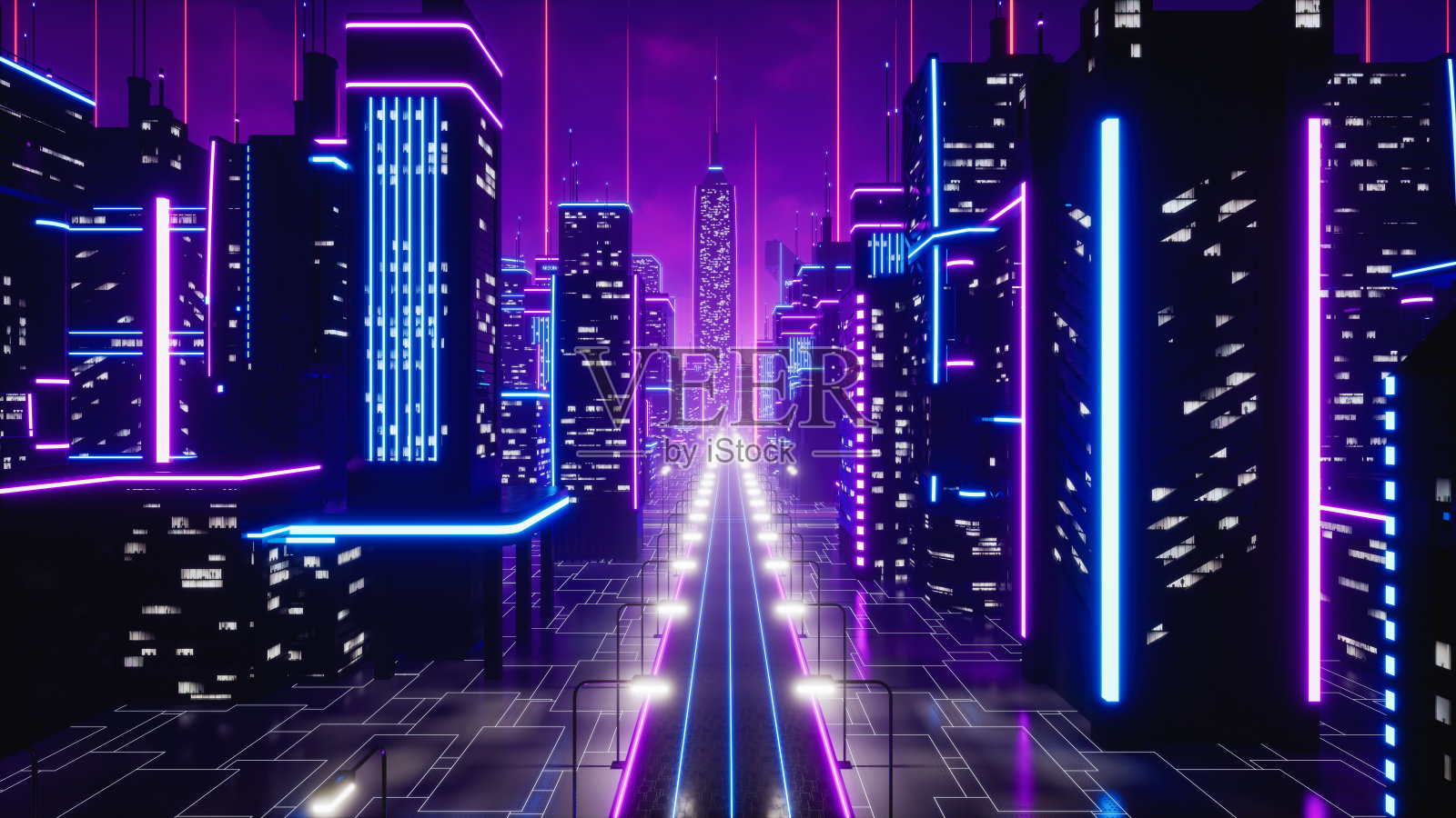 元世界城市的街道，3d渲染照片摄影图片