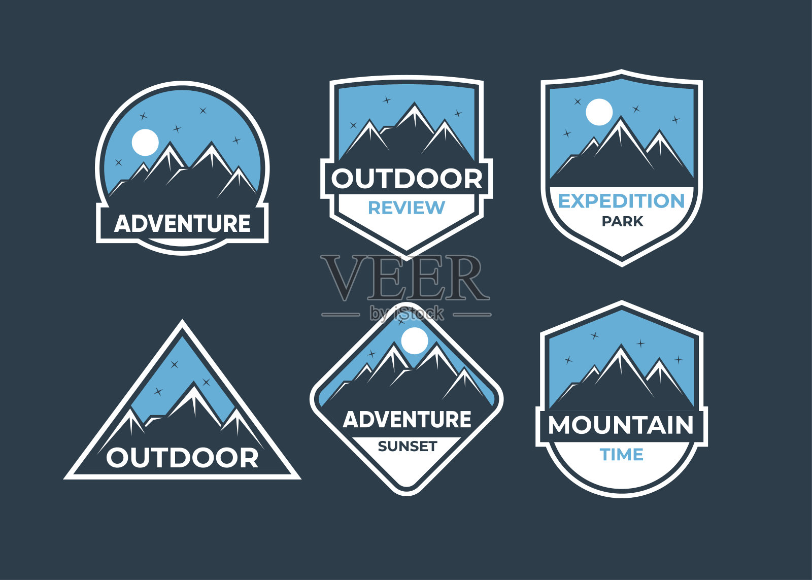 探索山地冒险符号向量集设计元素图片