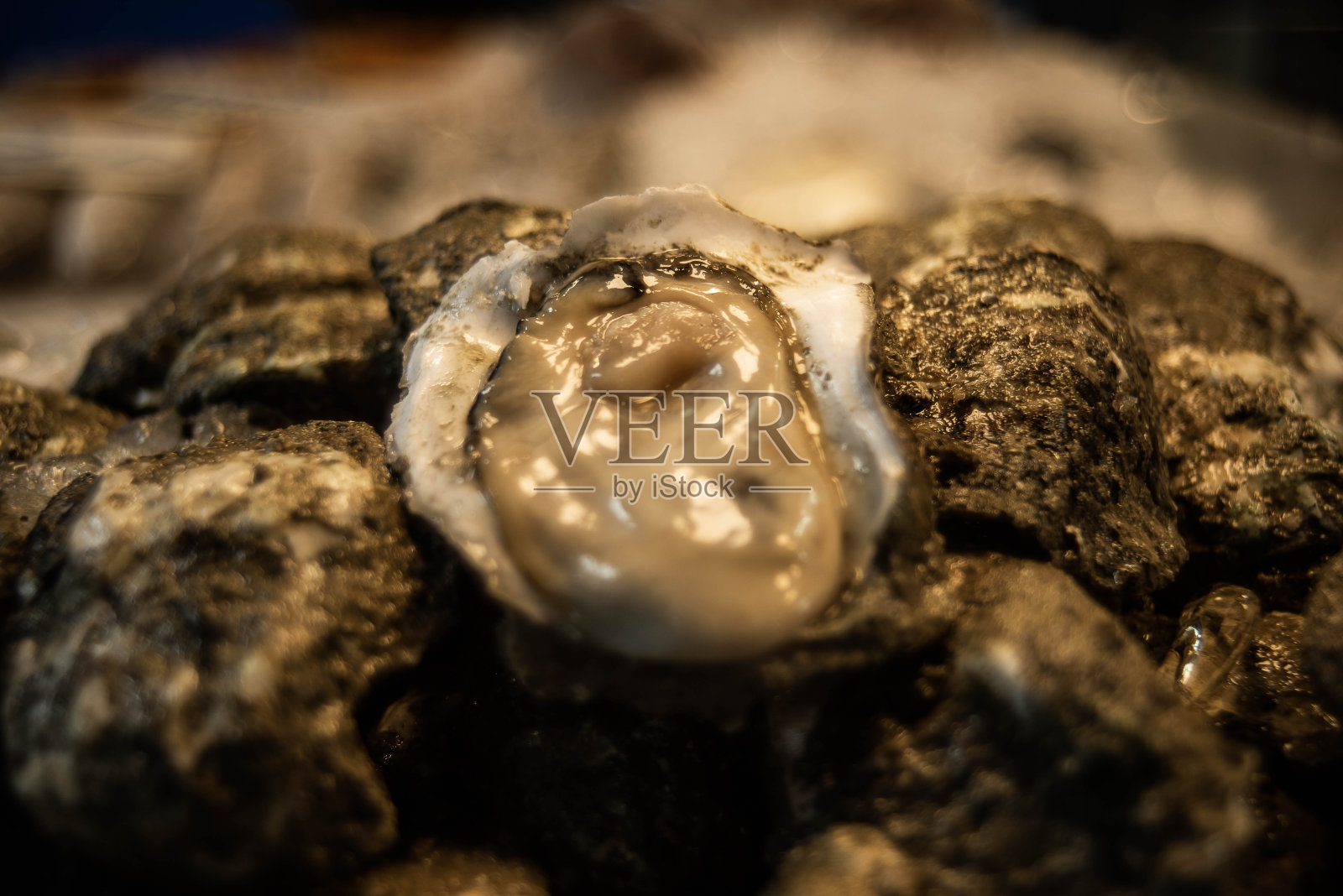 泰国芭堤雅Baan Na Kluea海鲜市场出售的新鲜牡蛎照片摄影图片